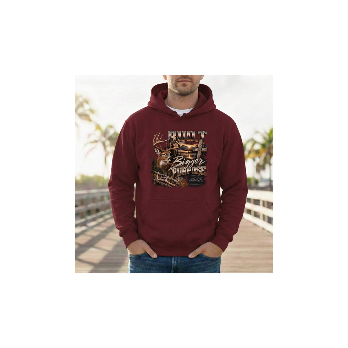 Built for a Bigger Purpose - Christian Hunting Graphic Fleece Lined Hoodie
