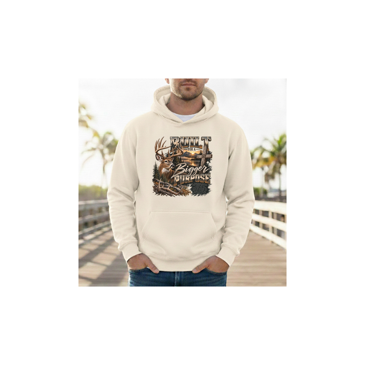 Built for a Bigger Purpose - Christian Hunting Graphic Fleece Lined Hoodie