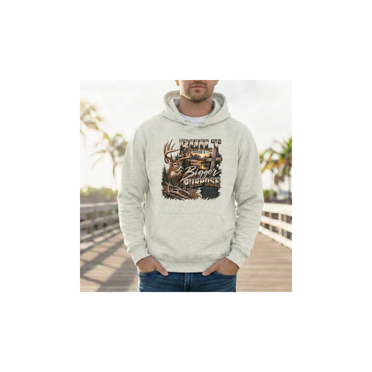 Built for a Bigger Purpose - Christian Hunting Graphic Fleece Lined Hoodie