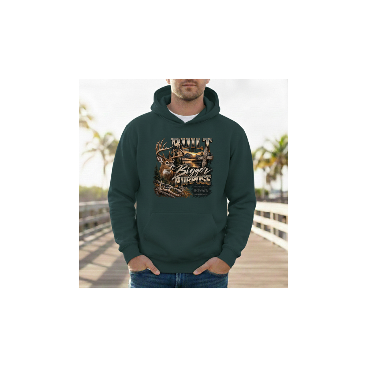 Built for a Bigger Purpose - Christian Hunting Graphic Fleece Lined Hoodie