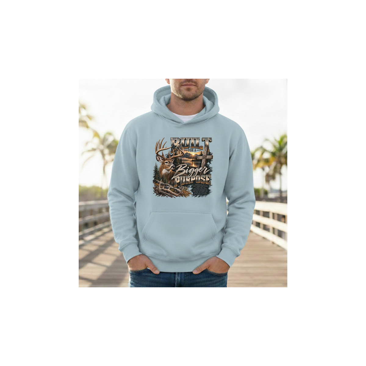 Built for a Bigger Purpose - Christian Hunting Graphic Fleece Lined Hoodie