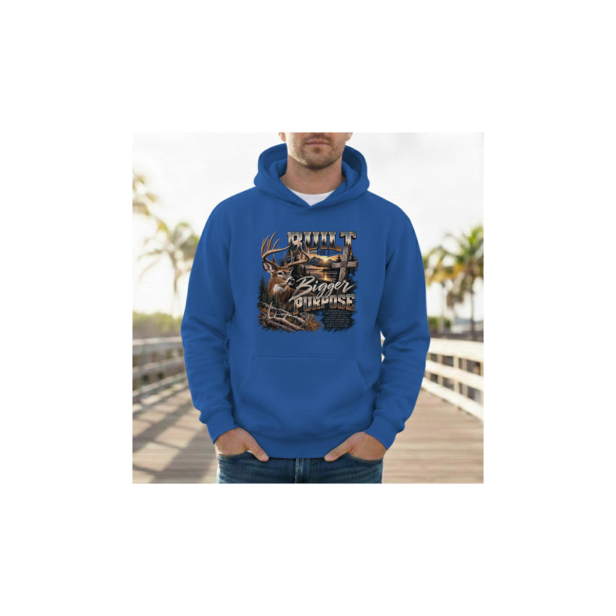 Built for a Bigger Purpose - Christian Hunting Graphic Fleece Lined Hoodie