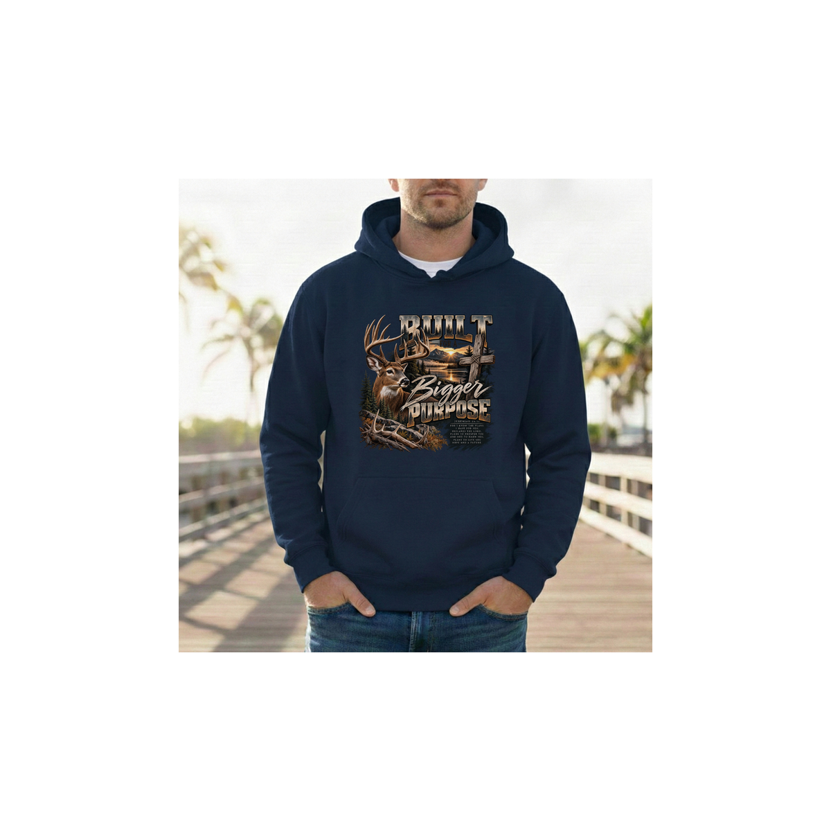Built for a Bigger Purpose - Christian Hunting Graphic Fleece Lined Hoodie