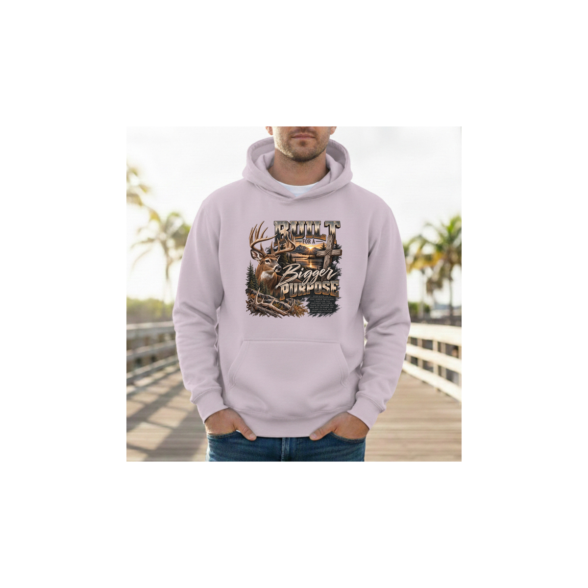 Built for a Bigger Purpose - Christian Hunting Graphic Fleece Lined Hoodie