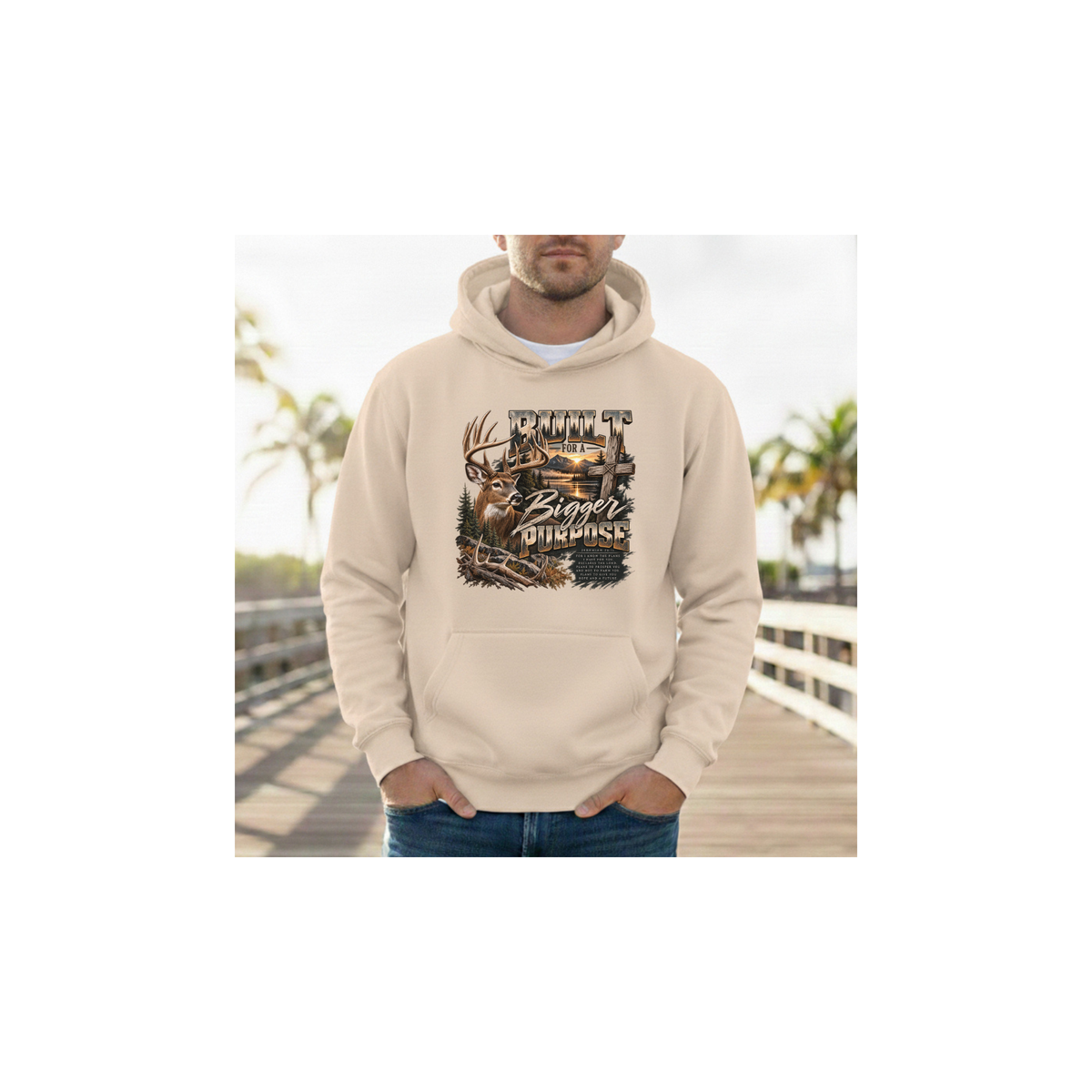 Built for a Bigger Purpose - Christian Hunting Graphic Fleece Lined Hoodie