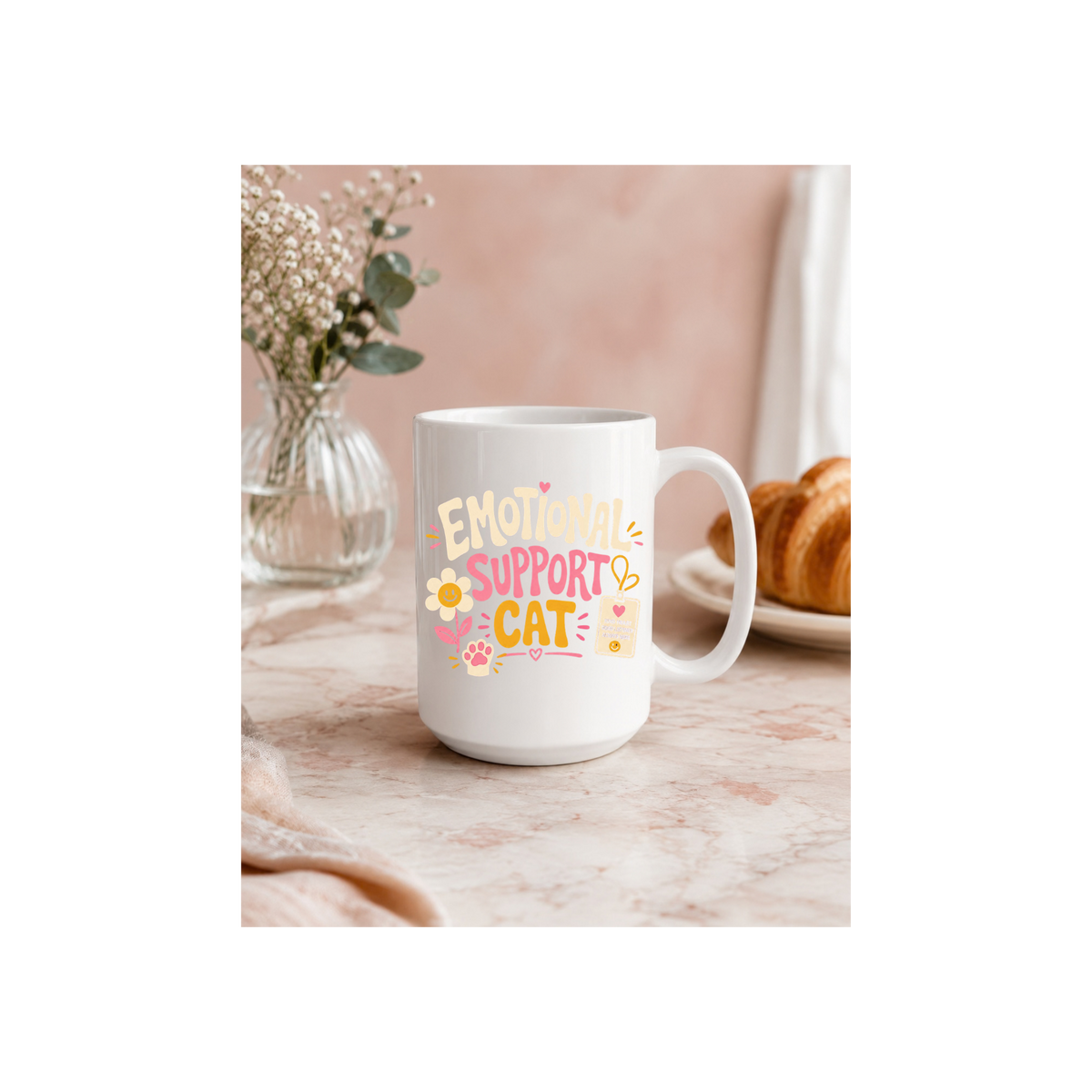 Emotional Support Cat - Cute Floral Pet Lover 15oz Mug Coffee Mug