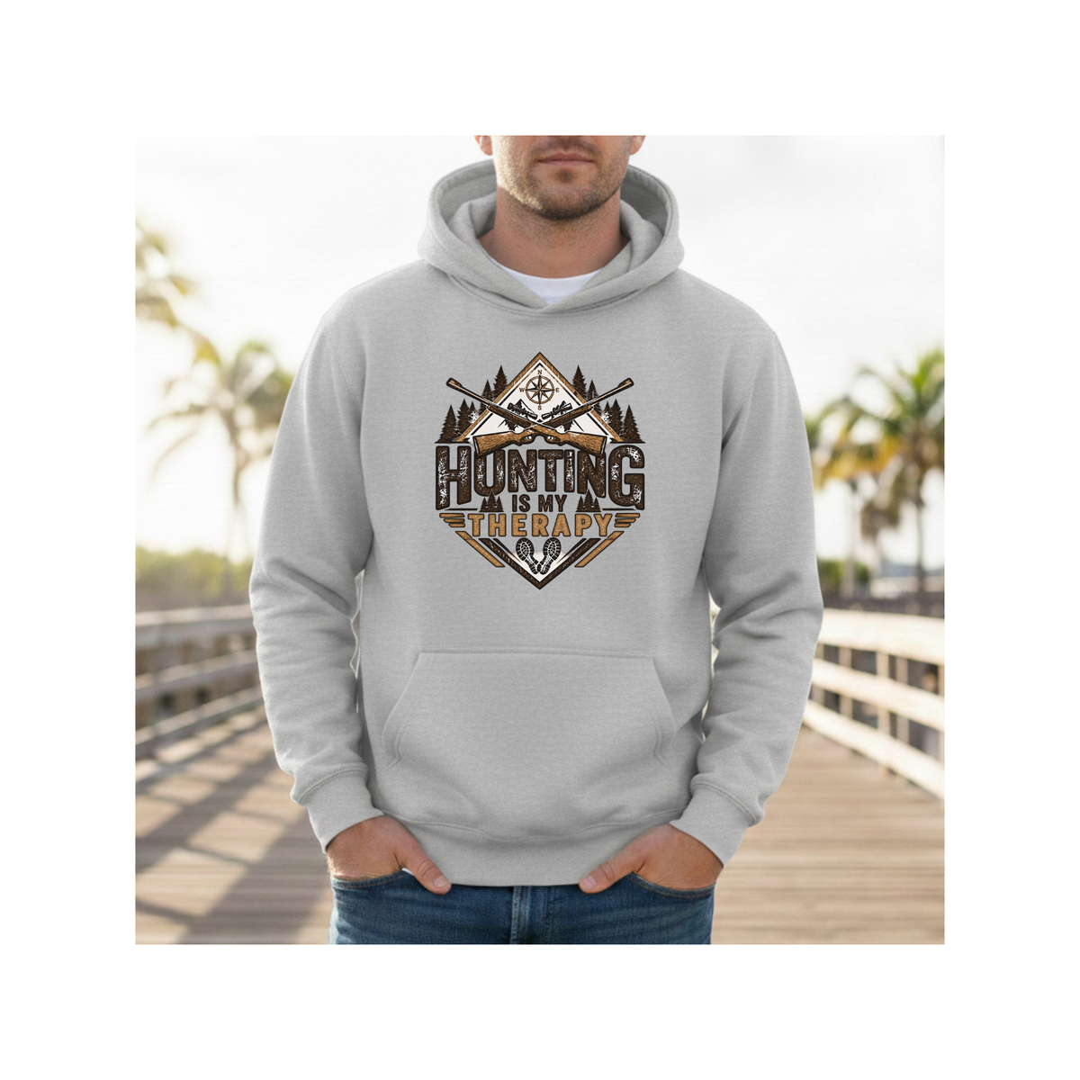 Hunting is My Therapy - Outdoor Hunting Graphic Fleece Lined Hoodie