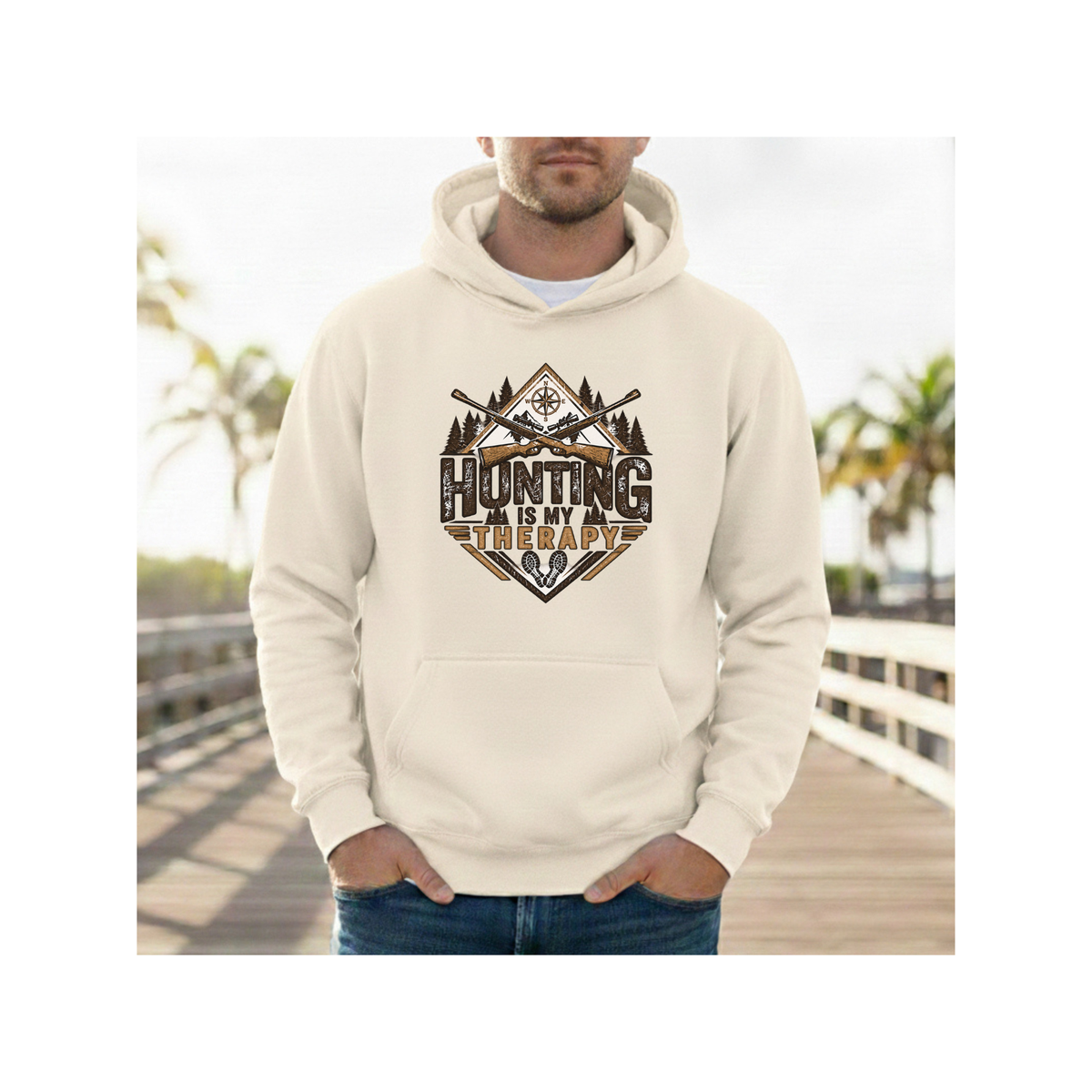 Hunting is My Therapy - Outdoor Hunting Graphic Fleece Lined Hoodie