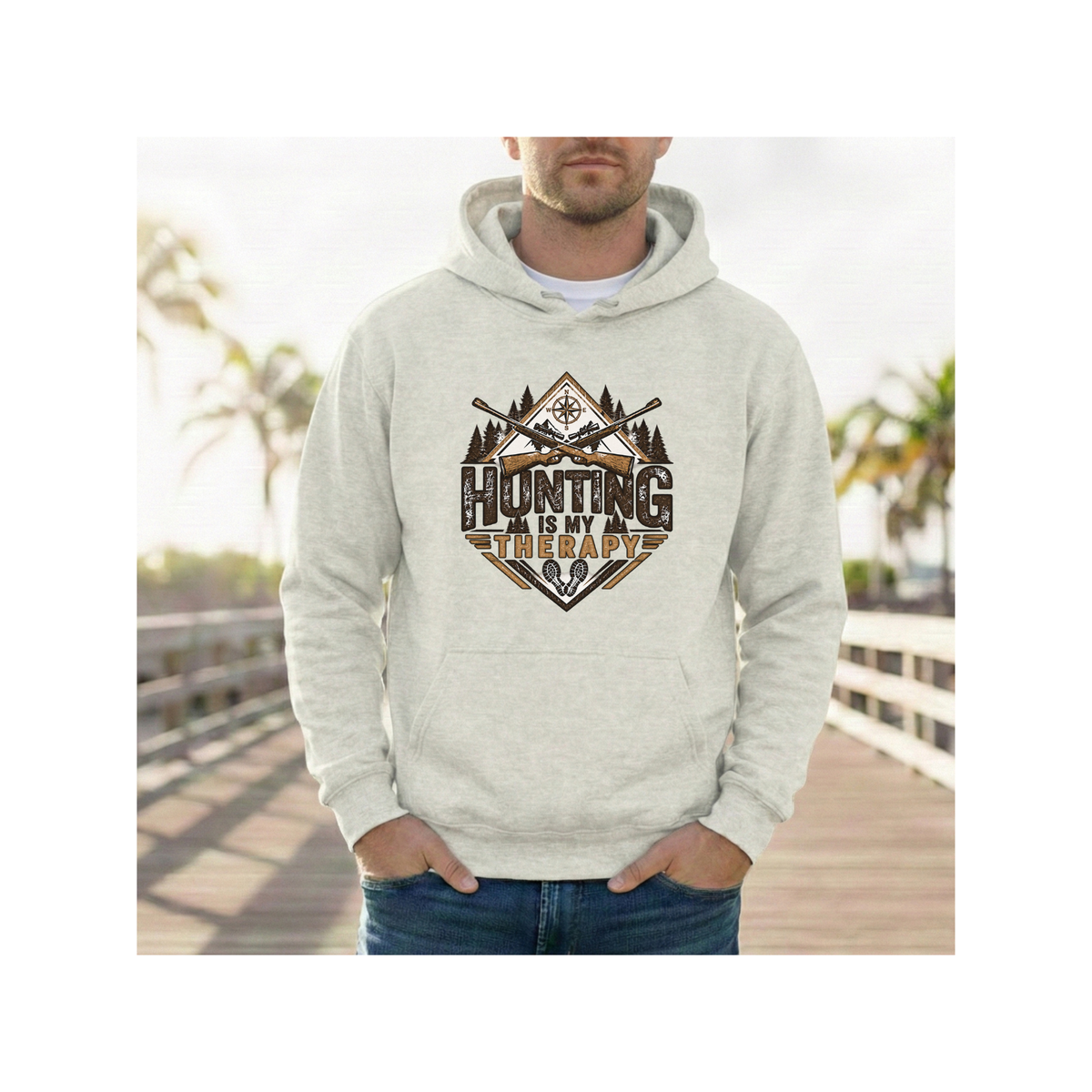 Hunting is My Therapy - Outdoor Hunting Graphic Fleece Lined Hoodie
