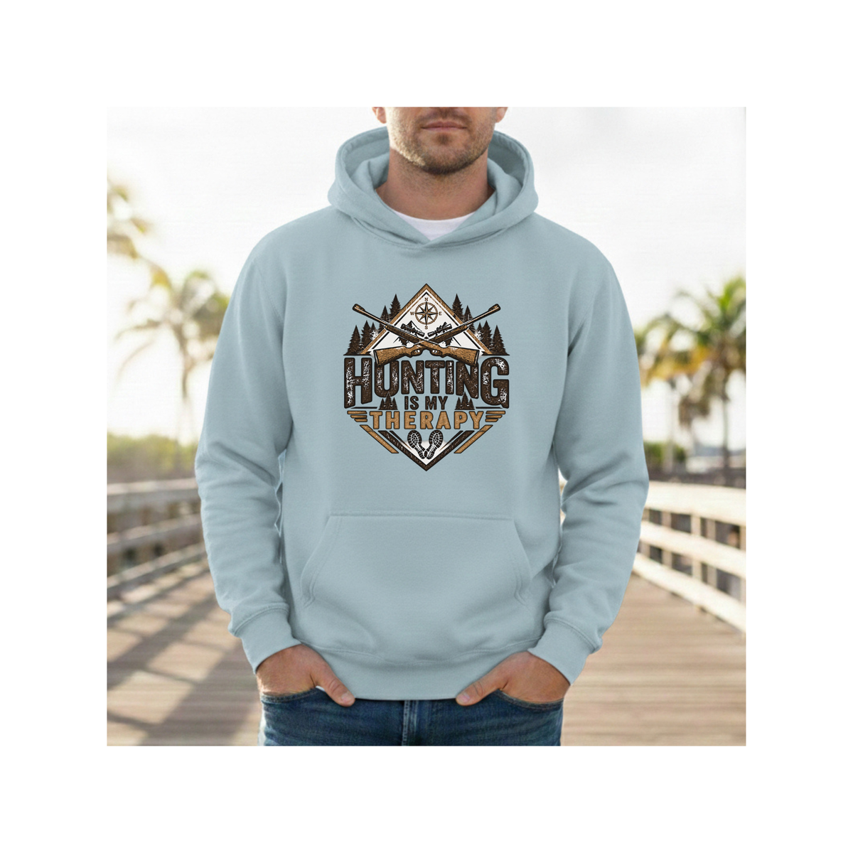 Hunting is My Therapy - Outdoor Hunting Graphic Fleece Lined Hoodie
