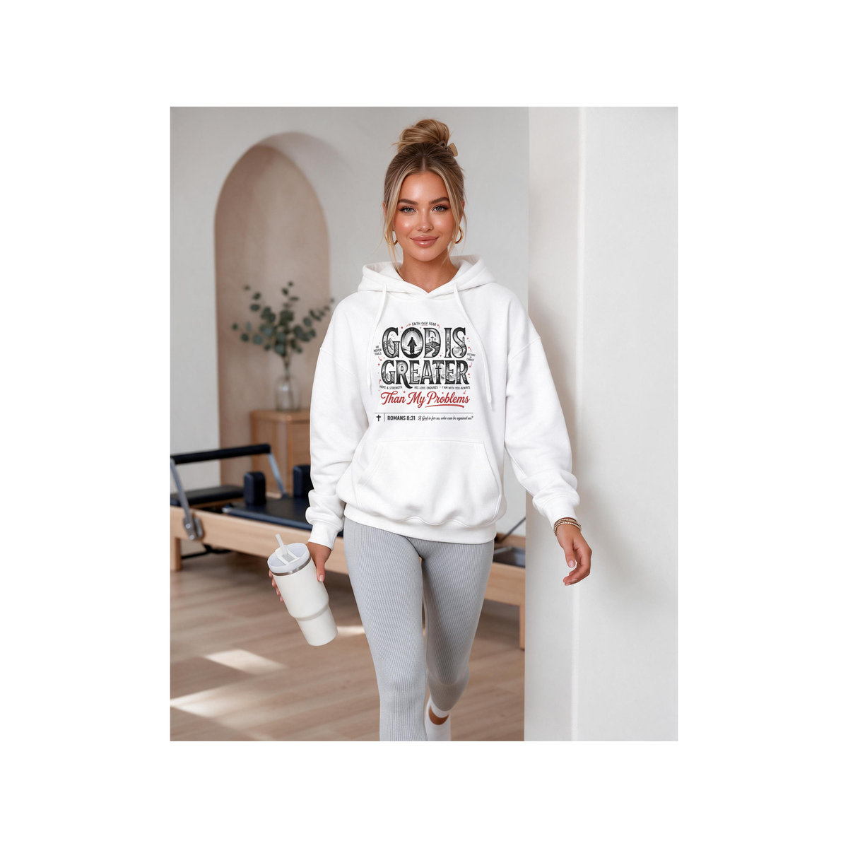 God Is Greater Than My Problems Inspirational Fleece Lined Hoodie
