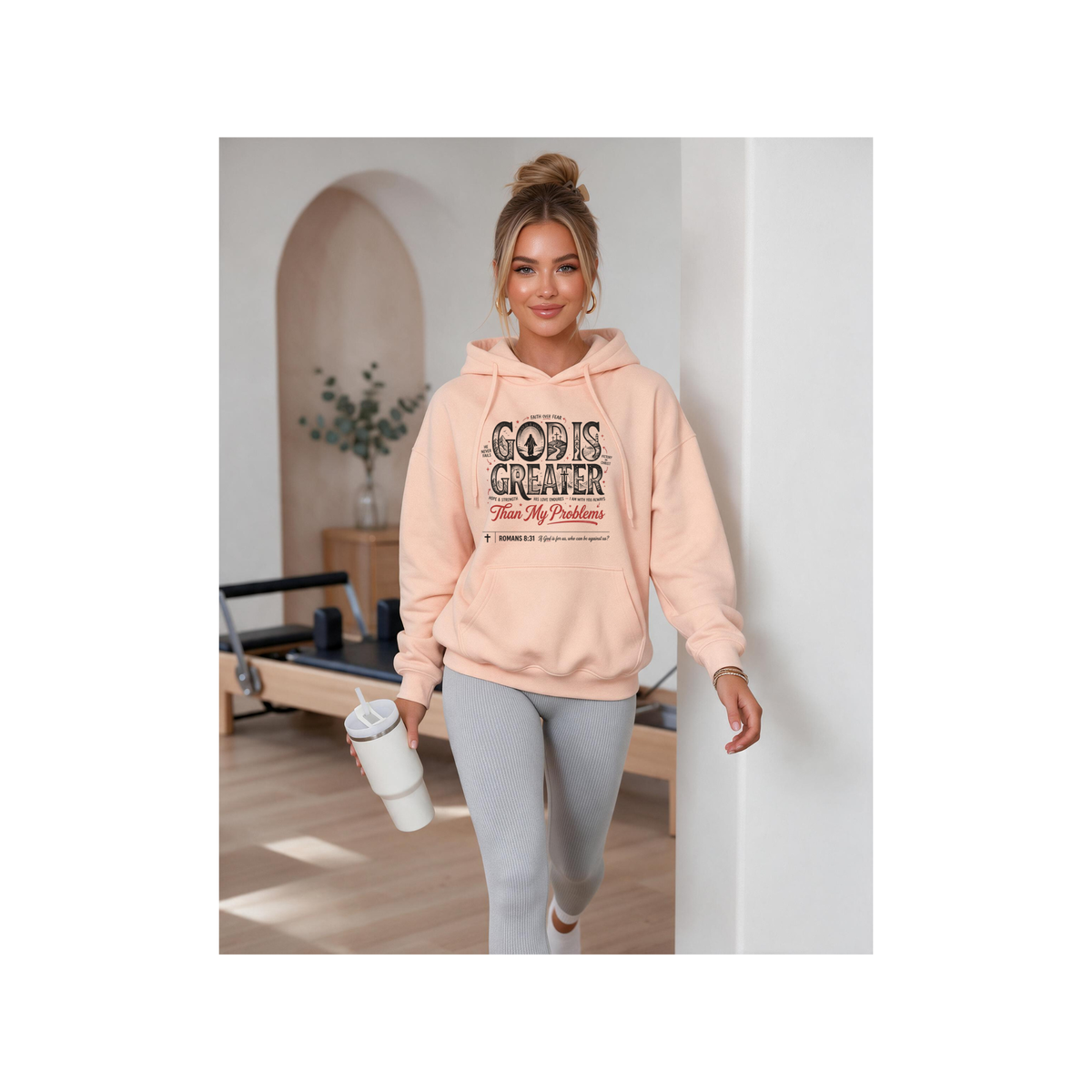 God Is Greater Than My Problems Inspirational Fleece Lined Hoodie