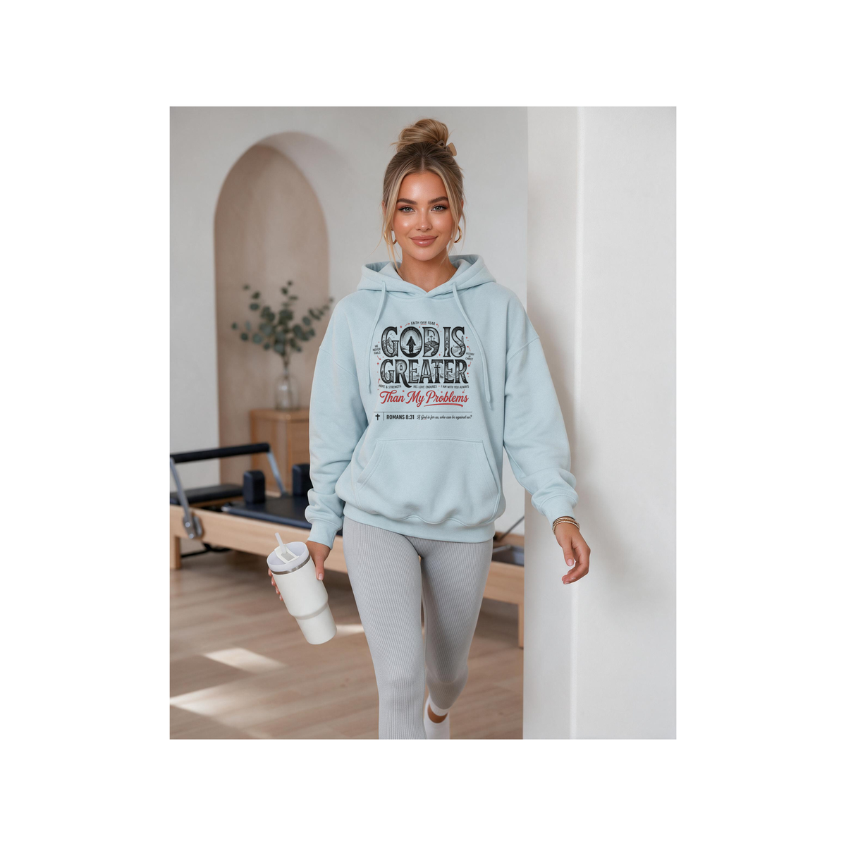 God Is Greater Than My Problems Inspirational Fleece Lined Hoodie