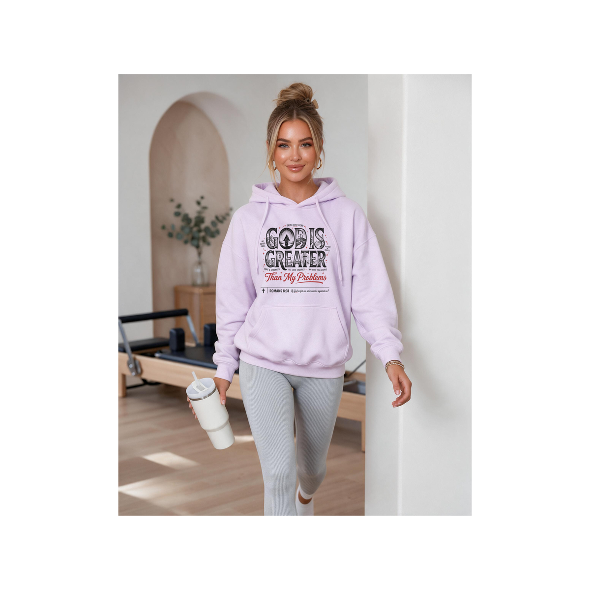 God Is Greater Than My Problems Inspirational Fleece Lined Hoodie