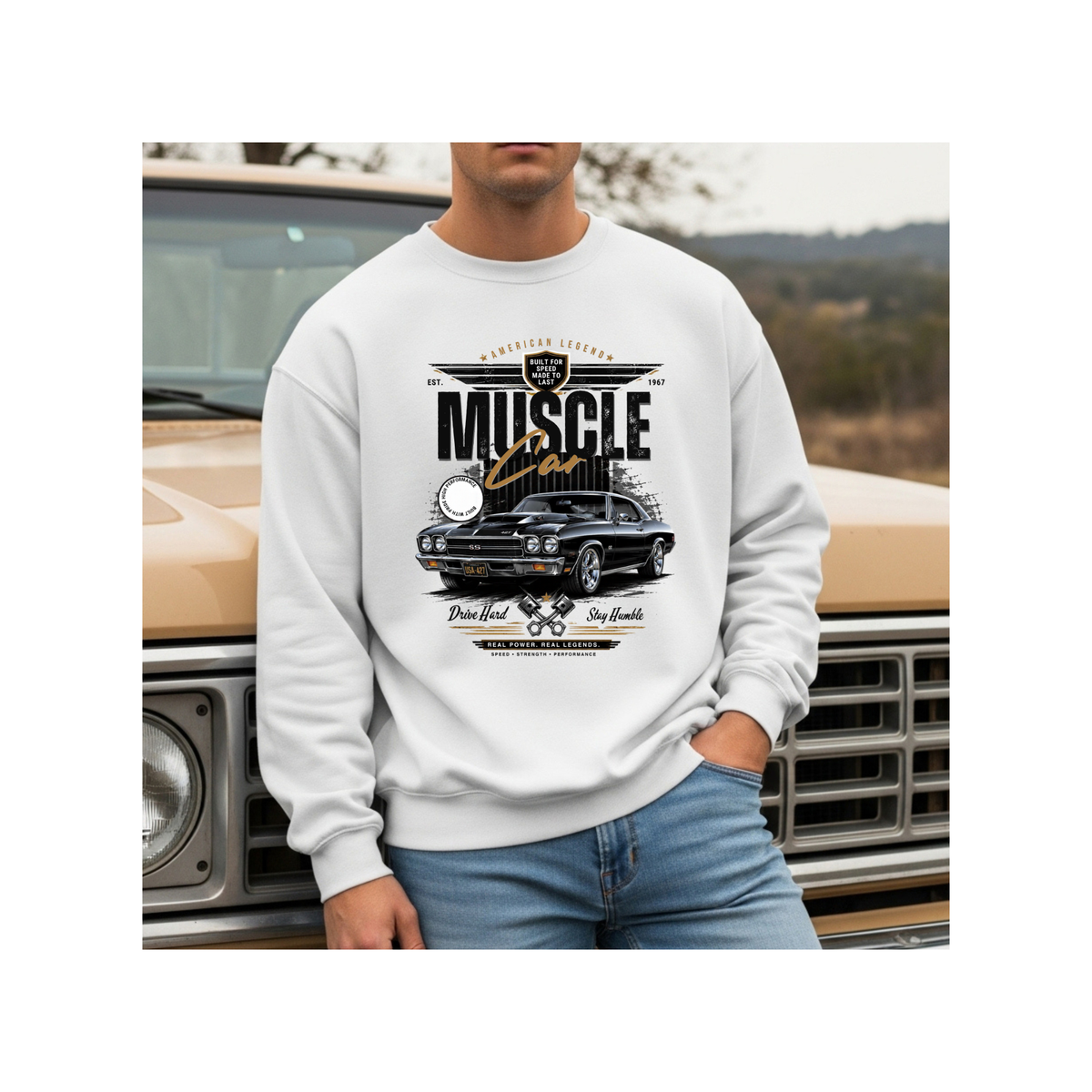 Muscle Car American Legend Graphic Crewneck Sweatshirt