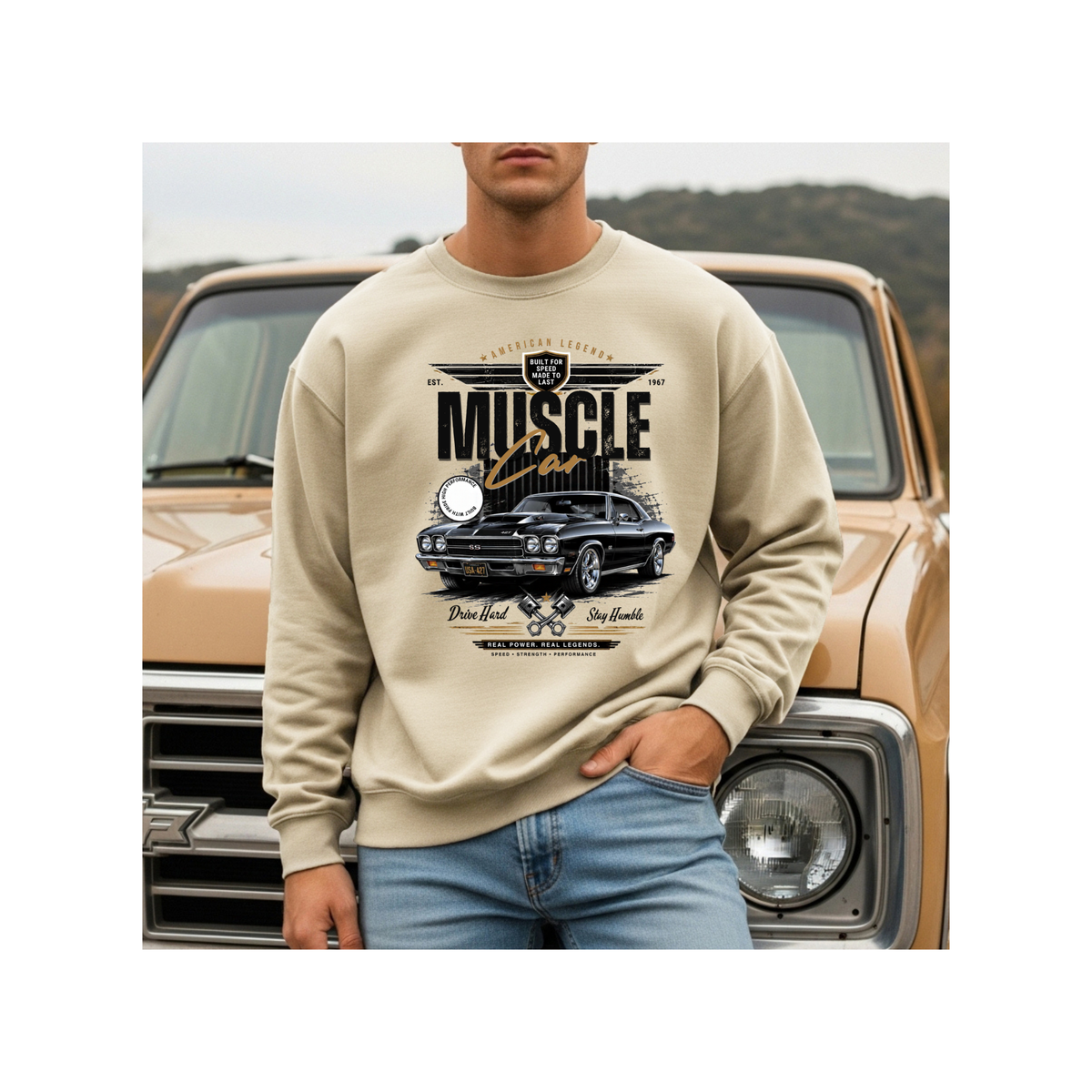Muscle Car American Legend Graphic Crewneck Sweatshirt