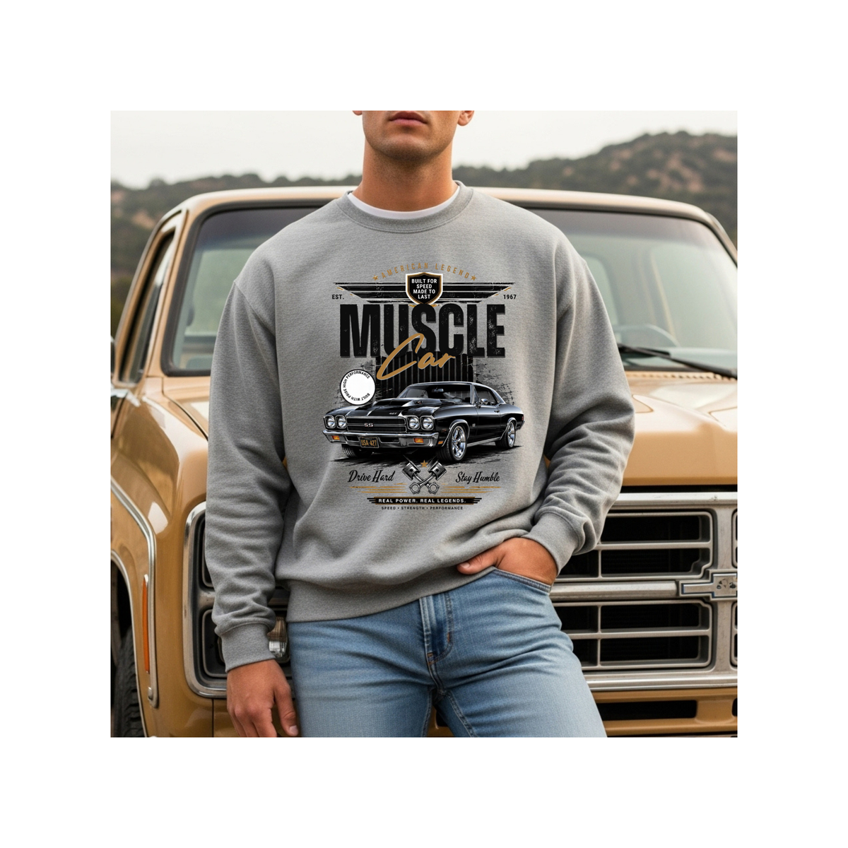 Muscle Car American Legend Graphic Crewneck Sweatshirt