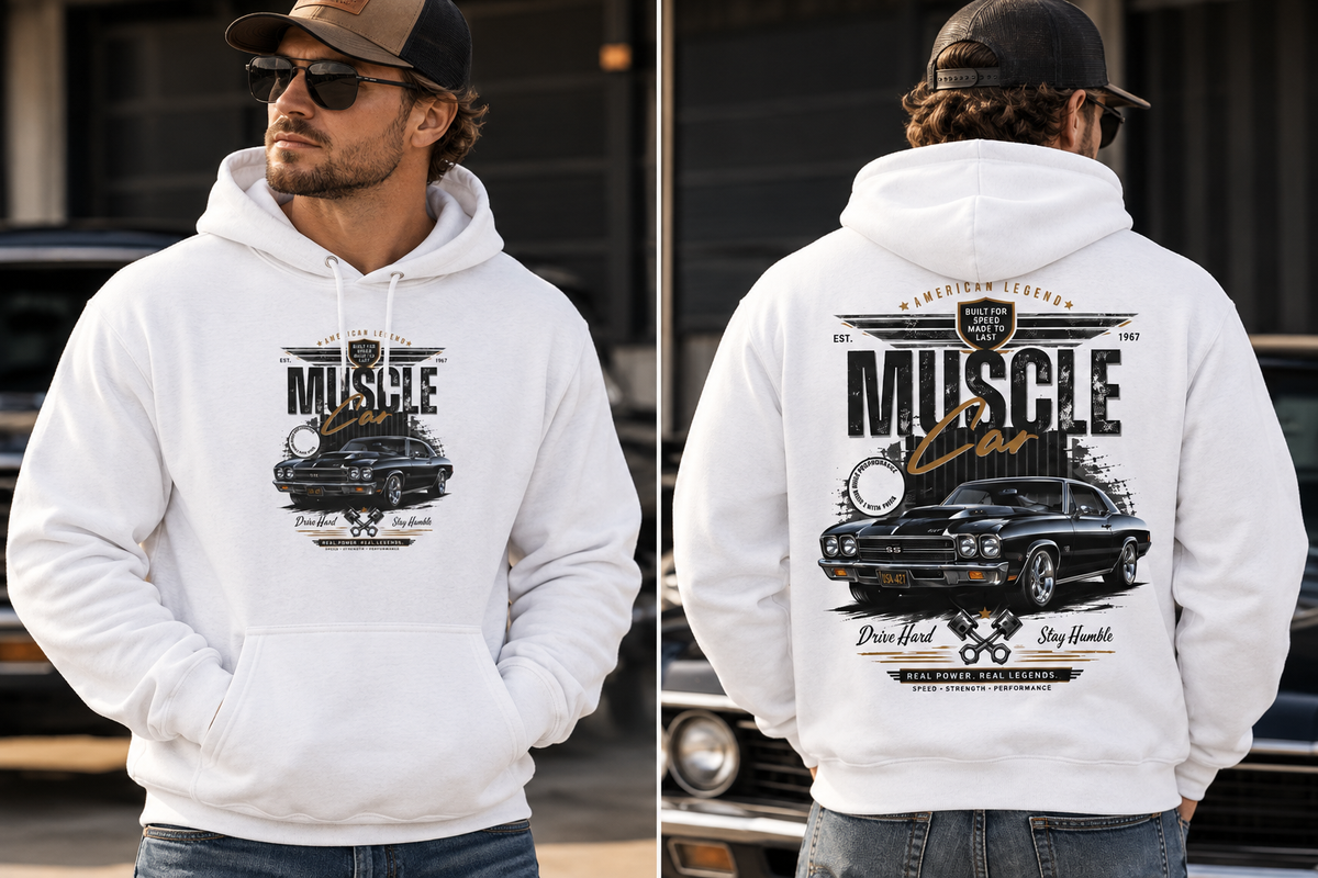 Muscle Car American Legend Graphic Fleece Lined Hoodie