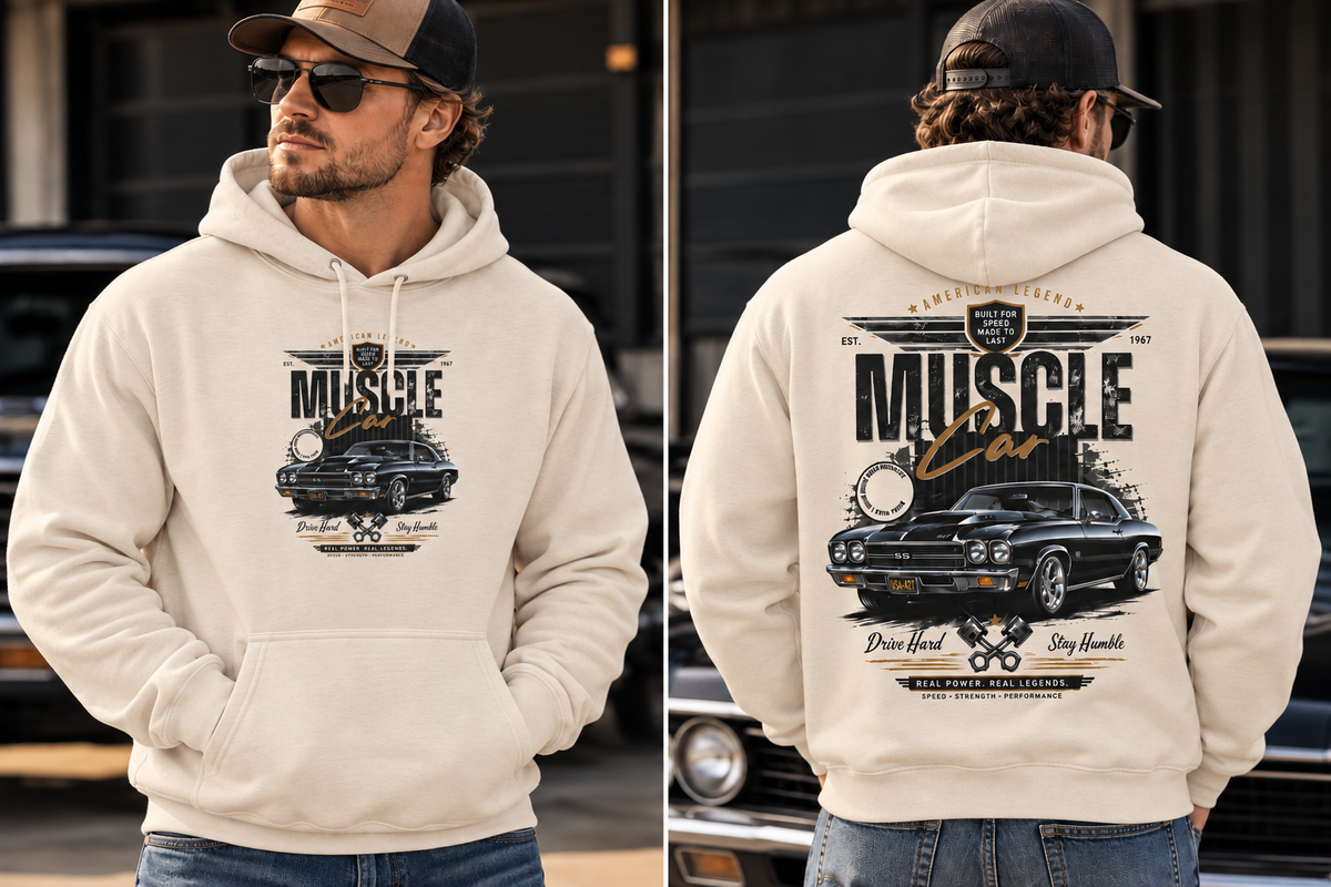 Muscle Car American Legend Graphic Fleece Lined Hoodie