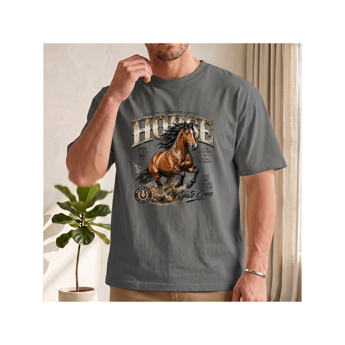 Born to Run Free – Wild Horse Freedom Graphic Heavy Cotton Boxy T-Shirt