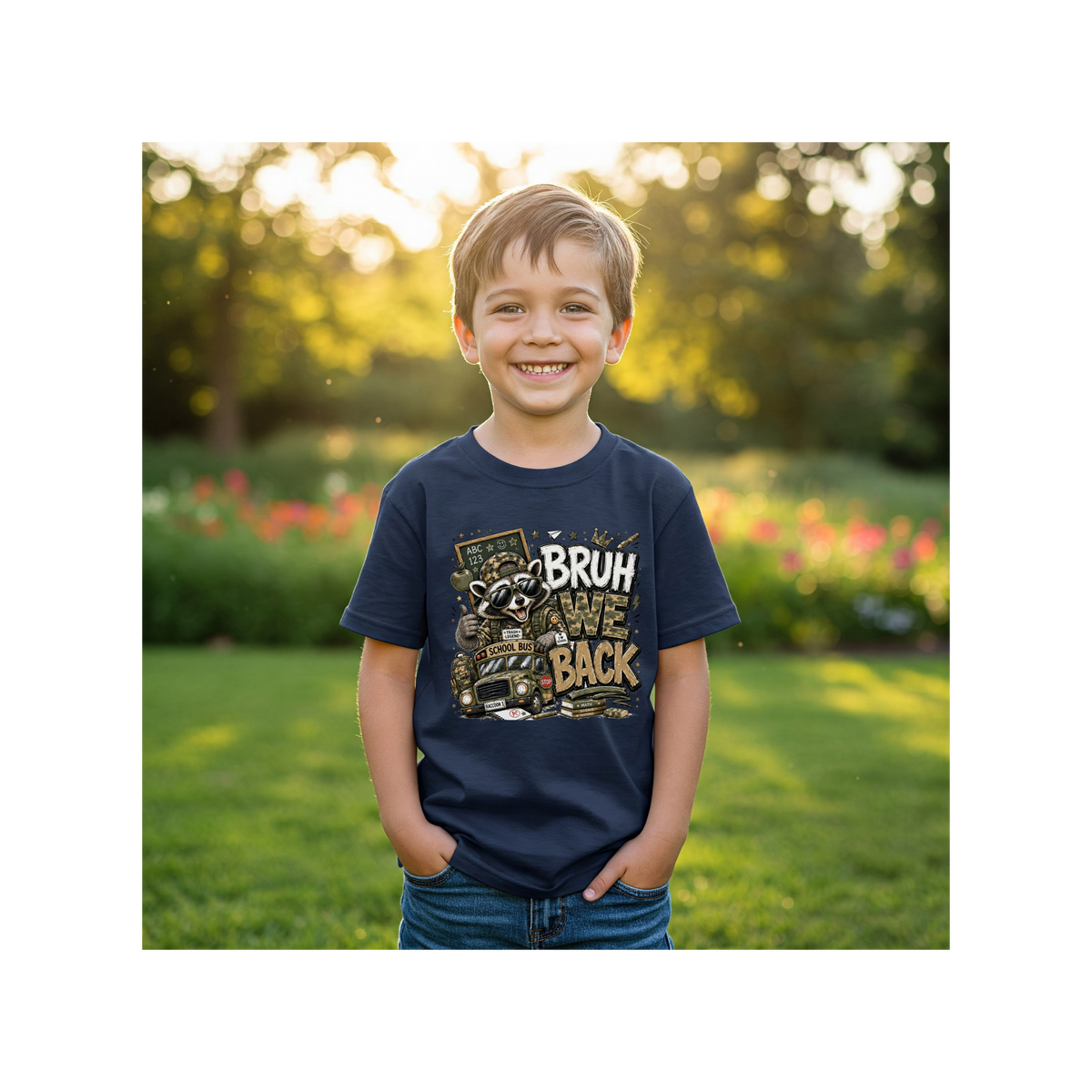 Bruh Back Raccoon - Funny Raccoon Graphic Heavy Cotton T-Shirt