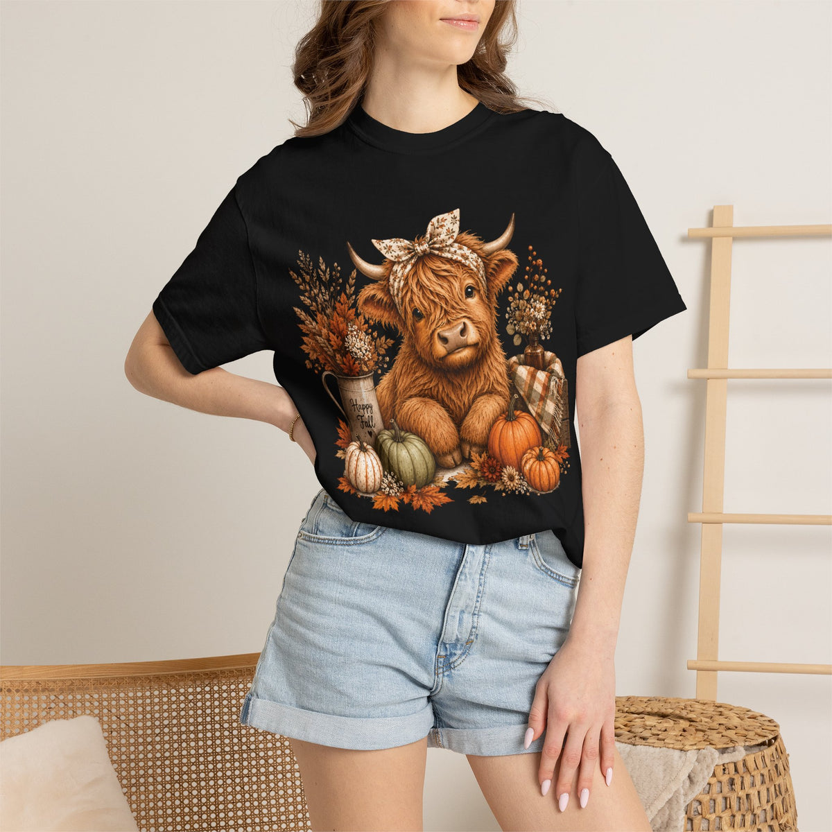 Autumn Highland Cow Cozy Fall T-Shirt (Comfort Colors)