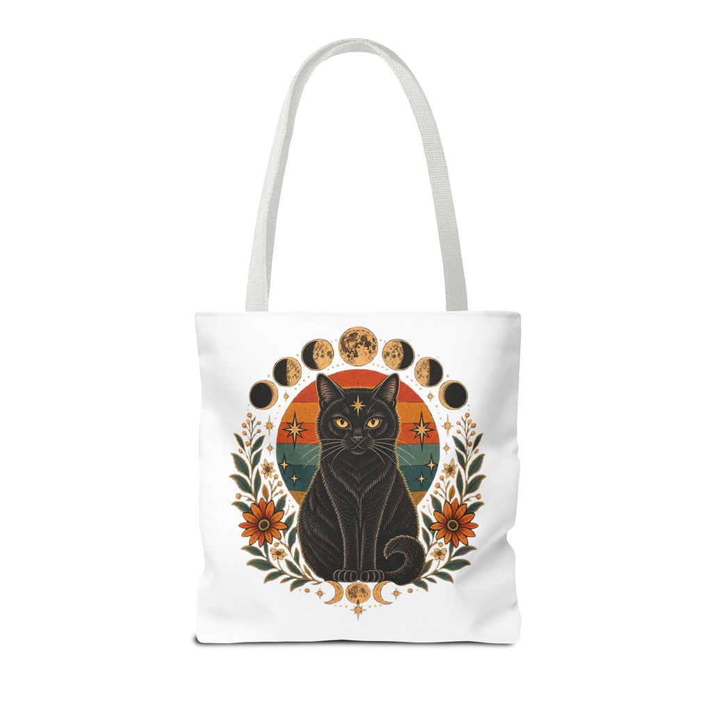 Mystic Black Cat Moon Phases Tote Bag