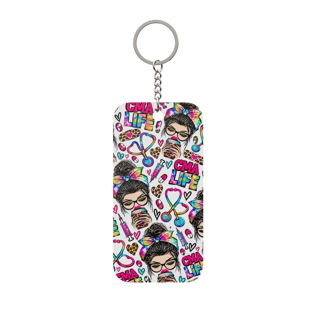 CMA Life Graphic Colorful Nurse Practitioner Stethoscope - Double Sided Keychain