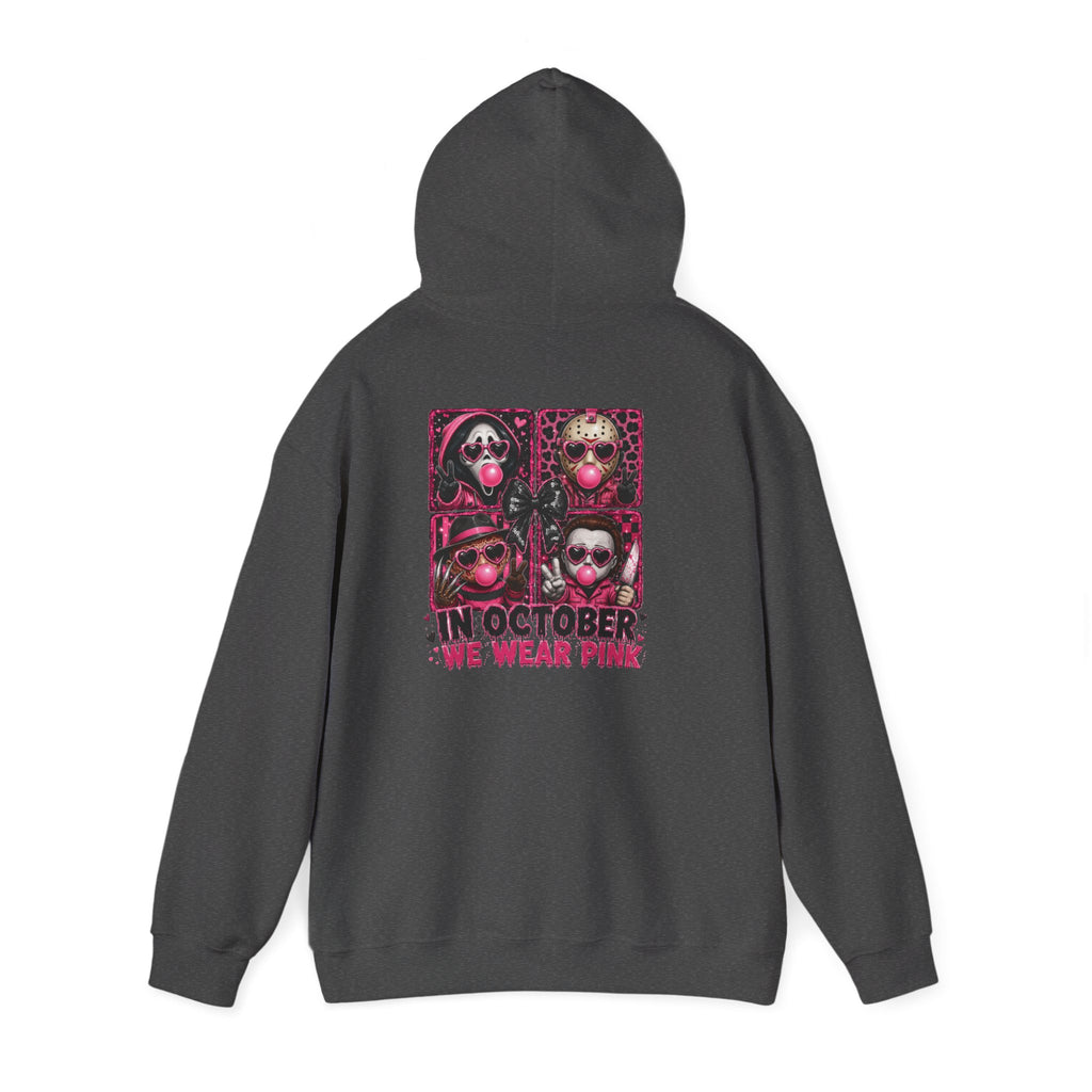 “In October We Wear Pink” Halloween Breast Cancer Awareness Hoodie (Front & Back Design)