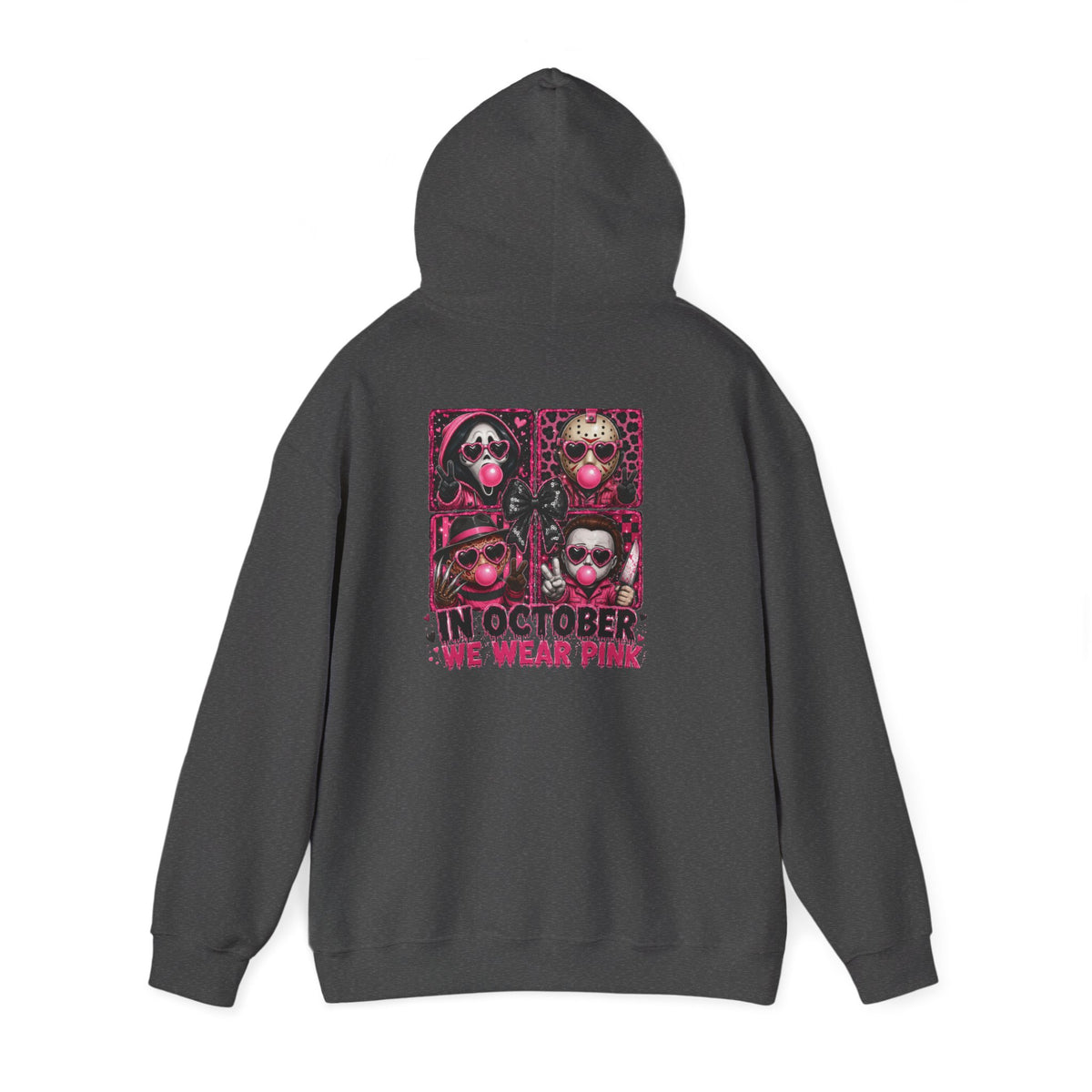 “In October We Wear Pink” Halloween Breast Cancer Awareness Hoodie (Front & Back Design)