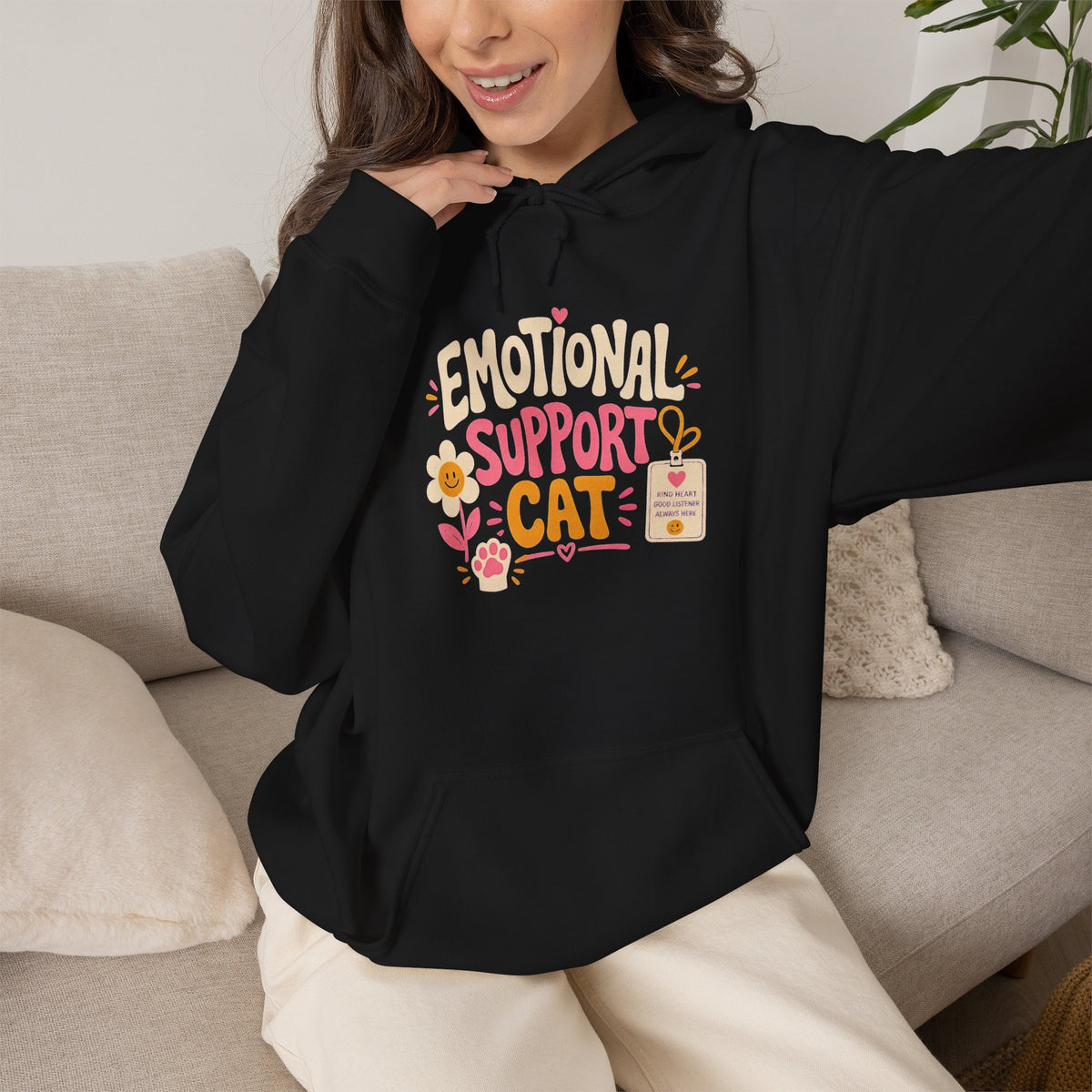 Emotional Support Cat Hoodie (Front & Back Design)