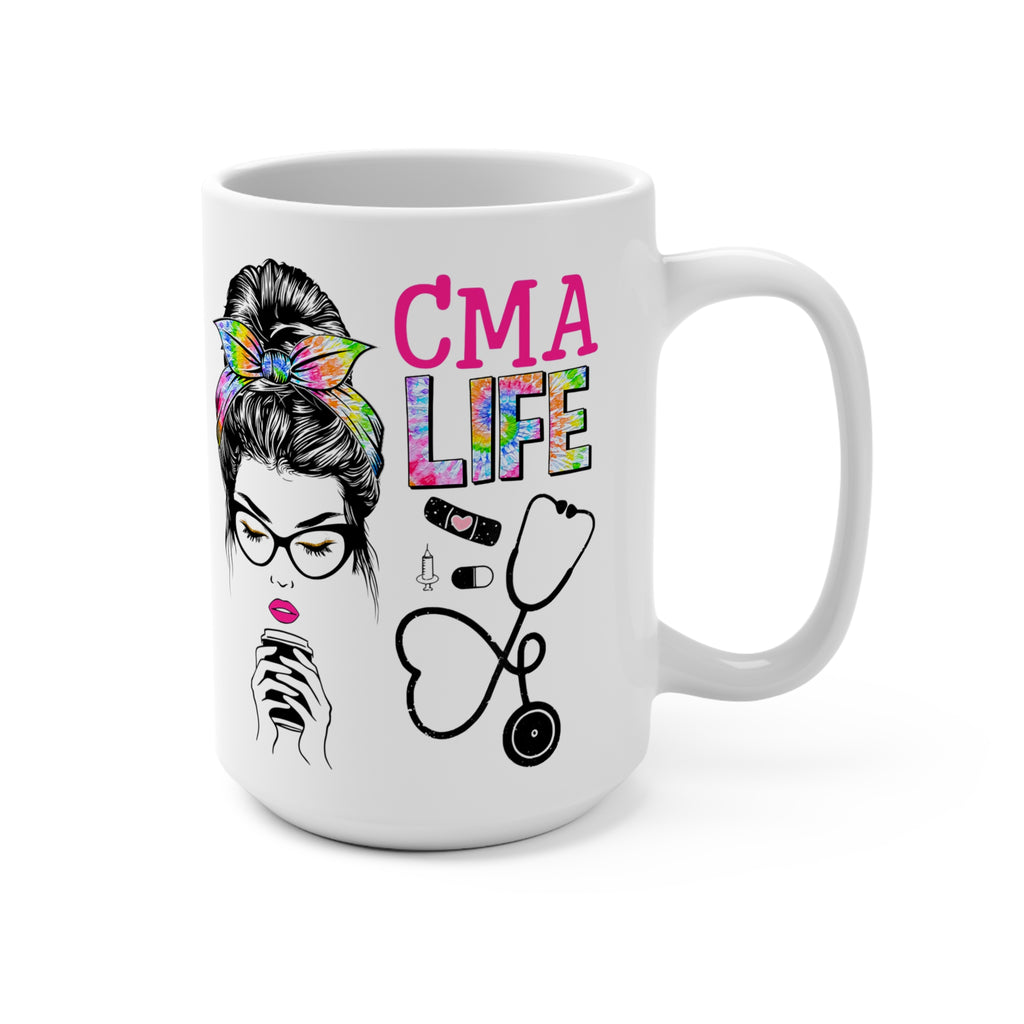 CMA Life Graphic Colorful Nurse Practitioner Stethoscope - 15oz Coffee Mug