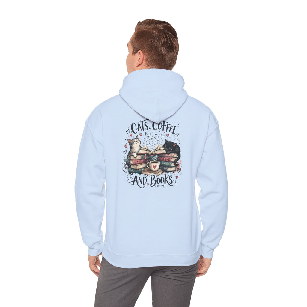 Cats, Coffee and Books Hoodie (Front & Back Design)
