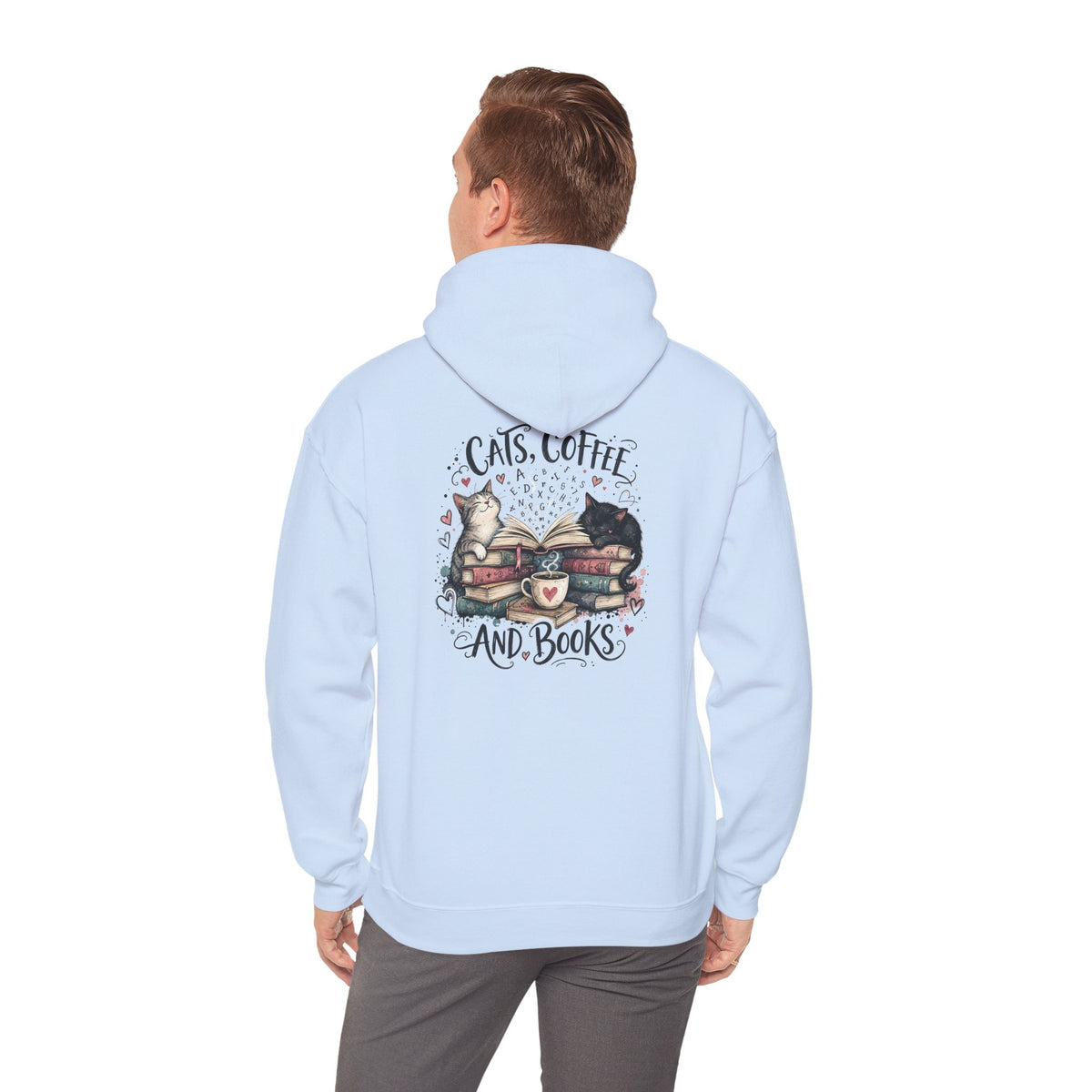 Cats, Coffee and Books Hoodie (Front & Back Design)