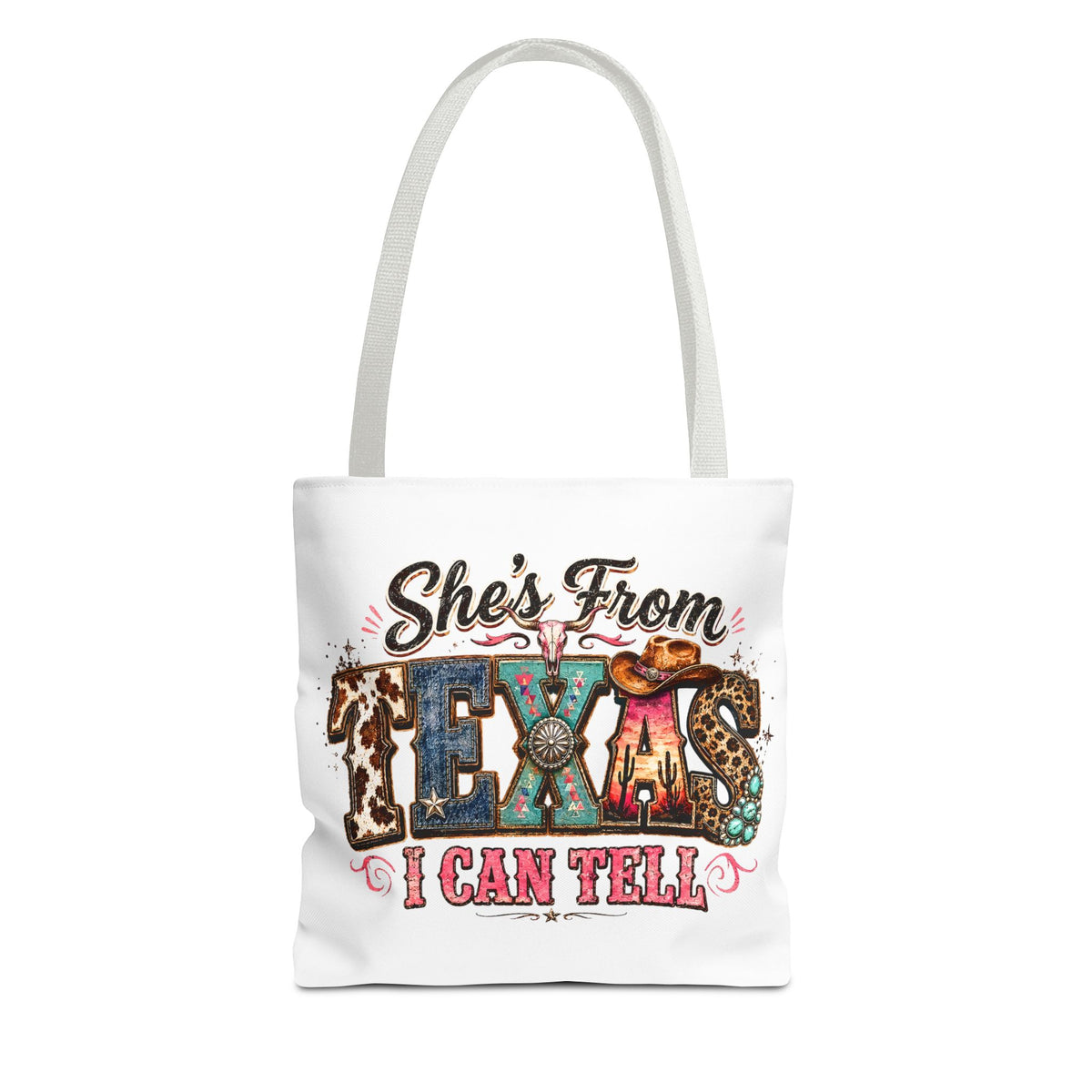 She's From Texas I Can Tell - Rustic Western Cowgirl Cotton Tote Bag