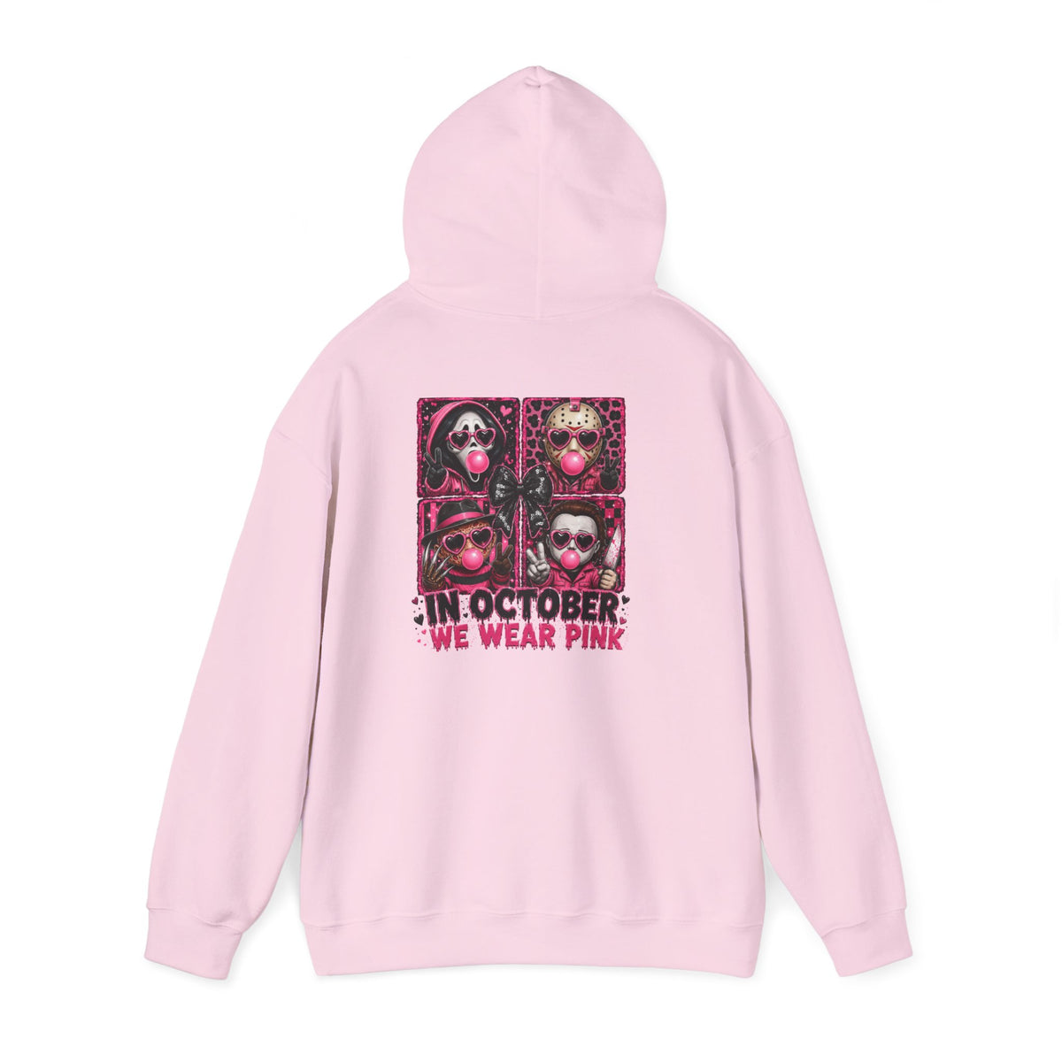 “In October We Wear Pink” Halloween Breast Cancer Awareness Hoodie (Front & Back Design)