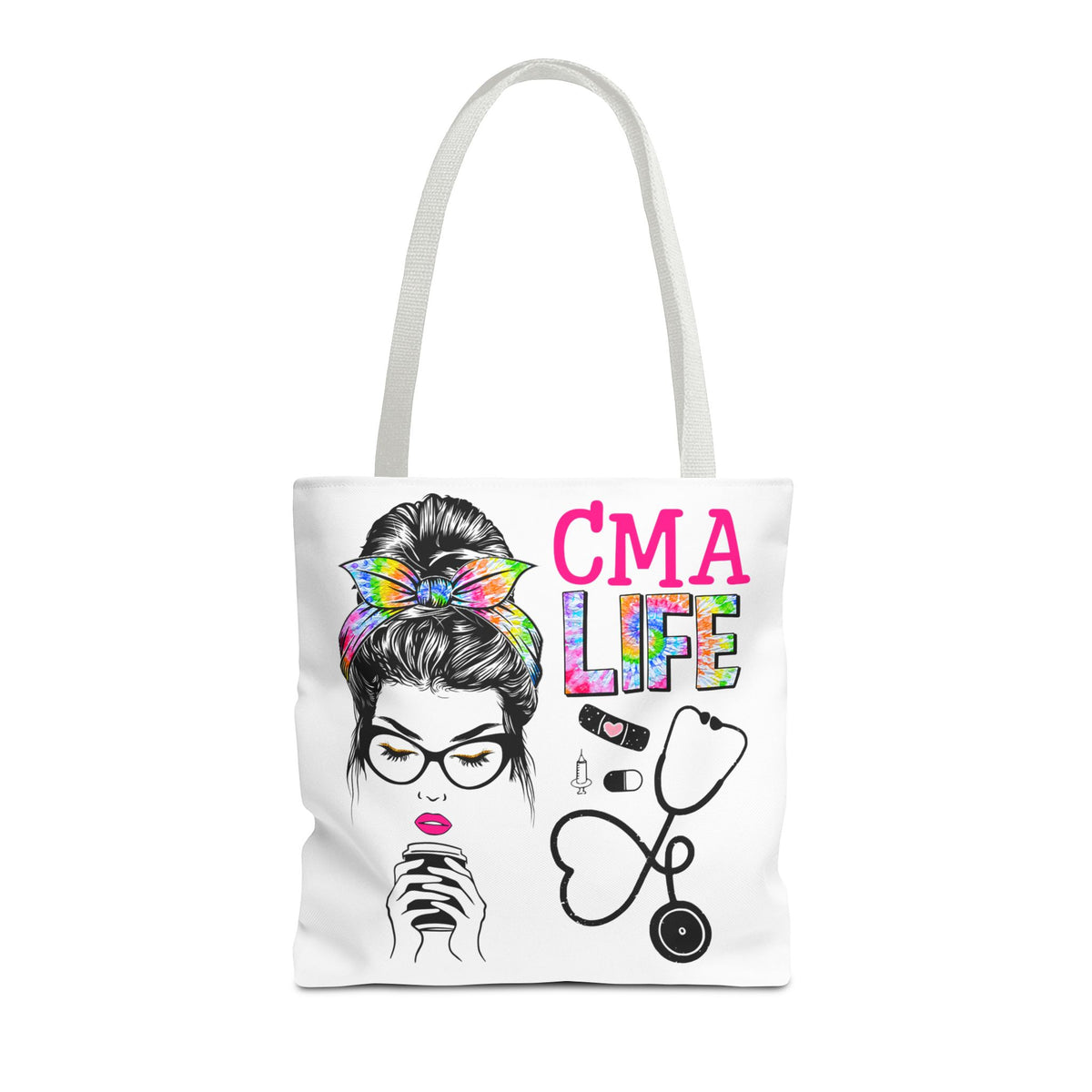 CMA Life Graphic Colorful Nurse Practitioner Stethoscope - Cotton Tote Bag