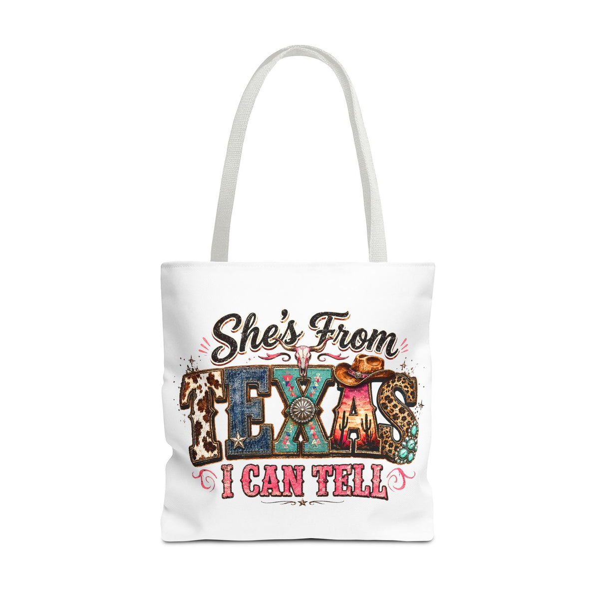 She's From Texas I Can Tell - Rustic Western Cowgirl Cotton Tote Bag