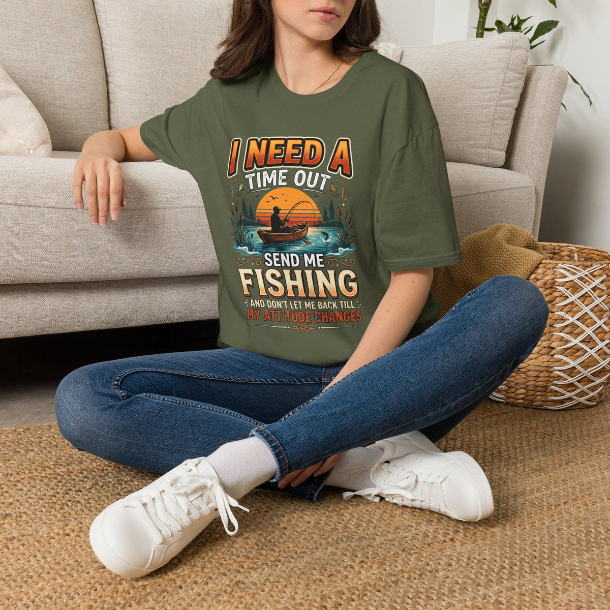Fishing T-Shirt — "I Need a Time Out, Send Me Fishing" Graphic Tee for Anglers