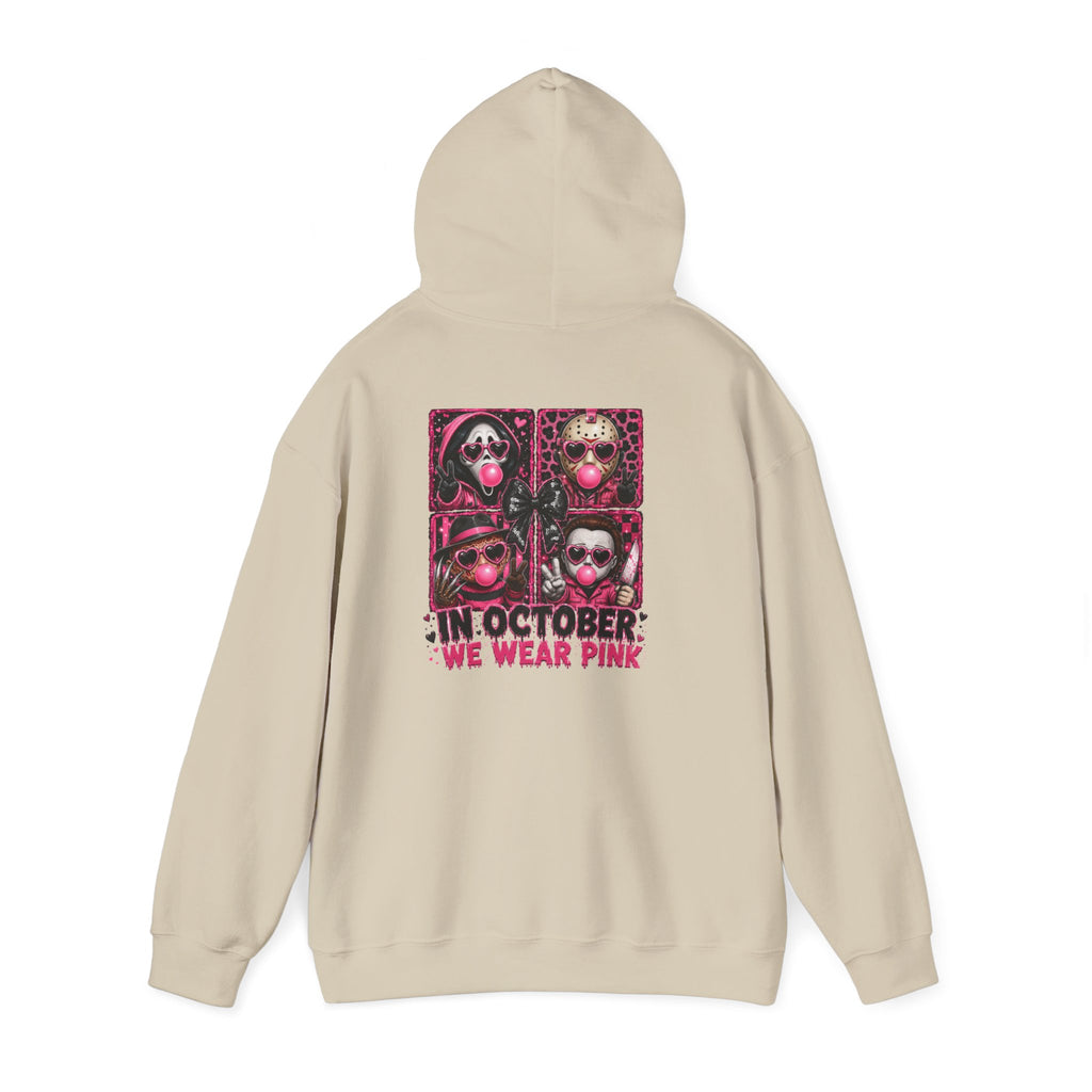 “In October We Wear Pink” Halloween Breast Cancer Awareness Hoodie (Front & Back Design)