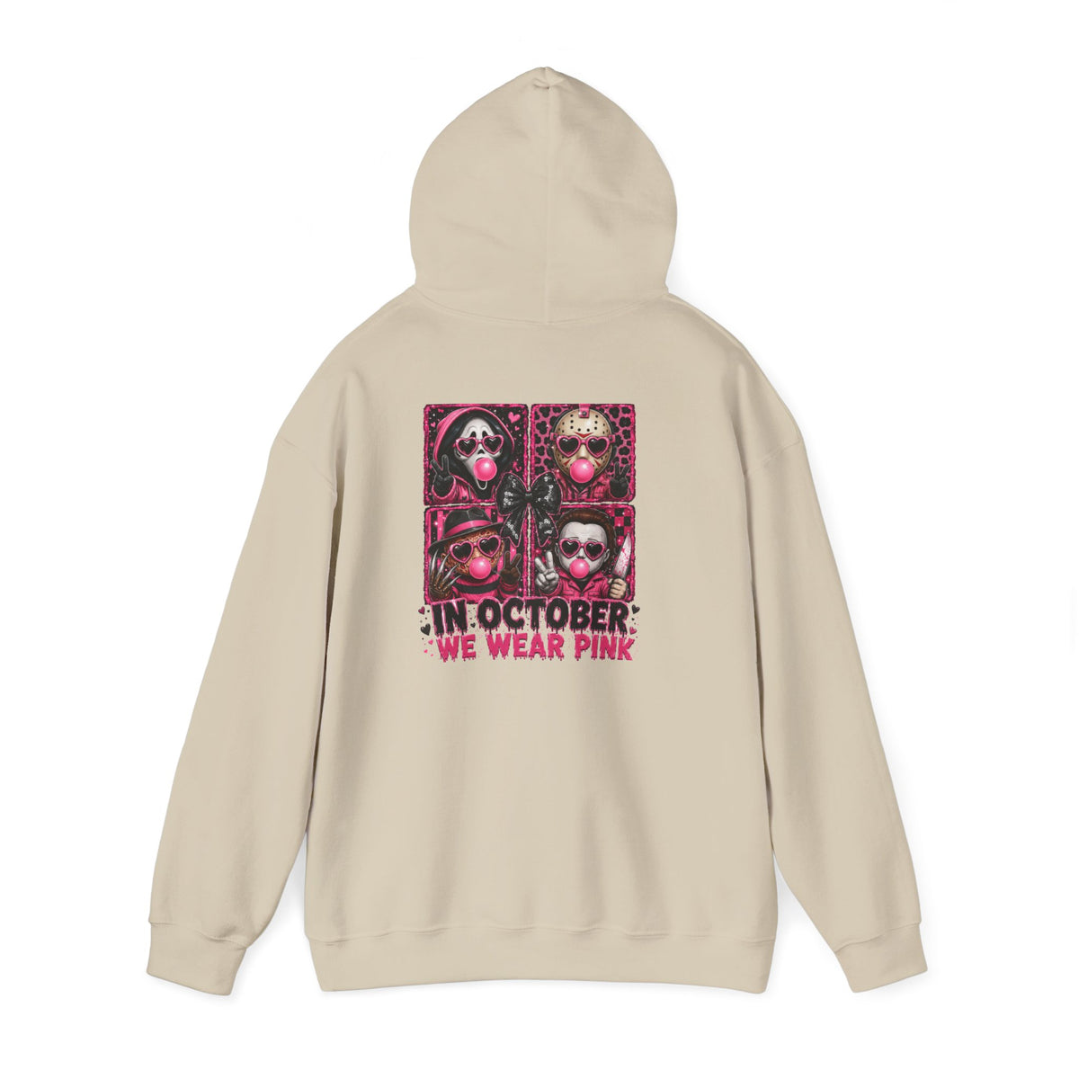 “In October We Wear Pink” Halloween Breast Cancer Awareness Hoodie (Front & Back Design)