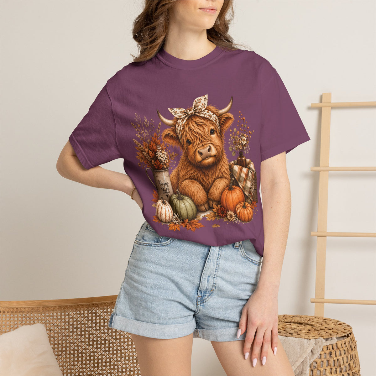 Autumn Highland Cow Cozy Fall T-Shirt (Comfort Colors)