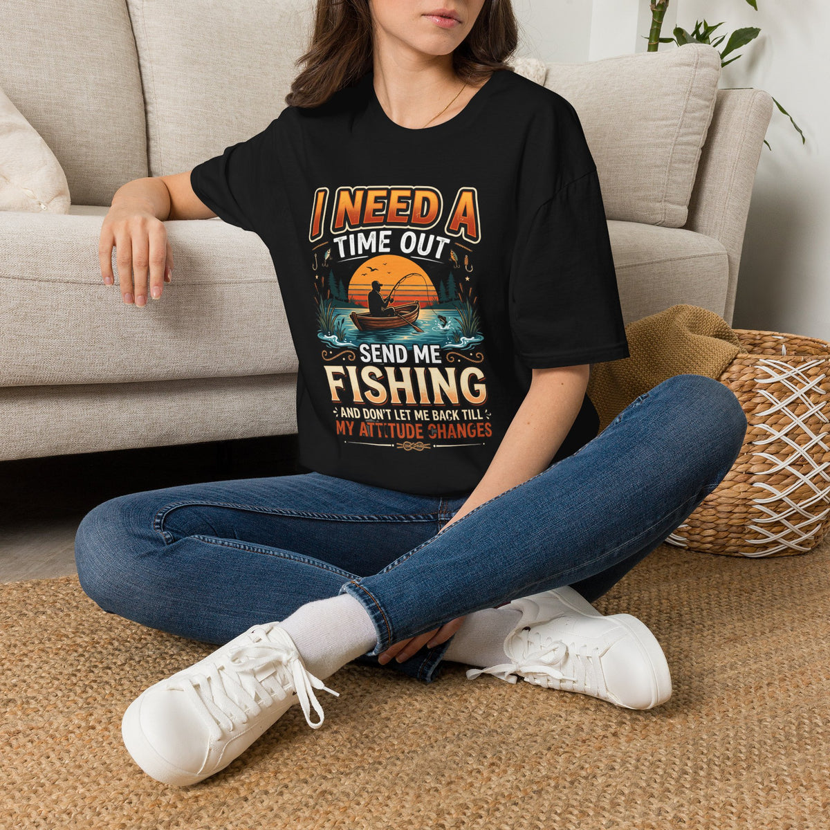 Fishing T-Shirt — "I Need a Time Out, Send Me Fishing" Graphic Tee for Anglers
