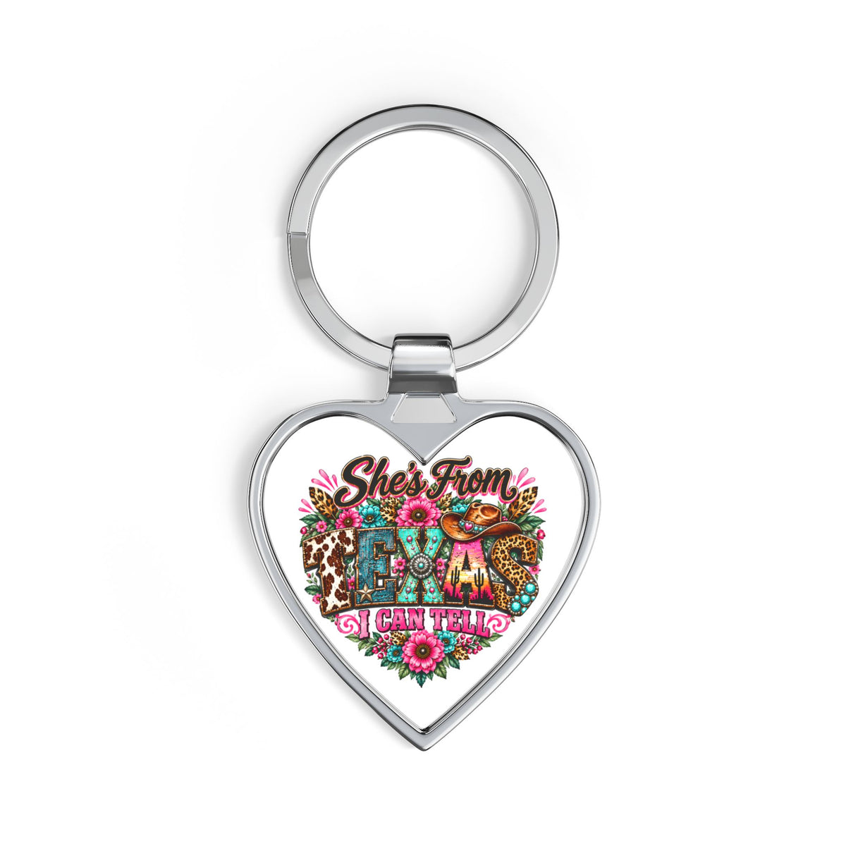 She’s From Texas I can Tell - Stainless Steel Heart Keychain