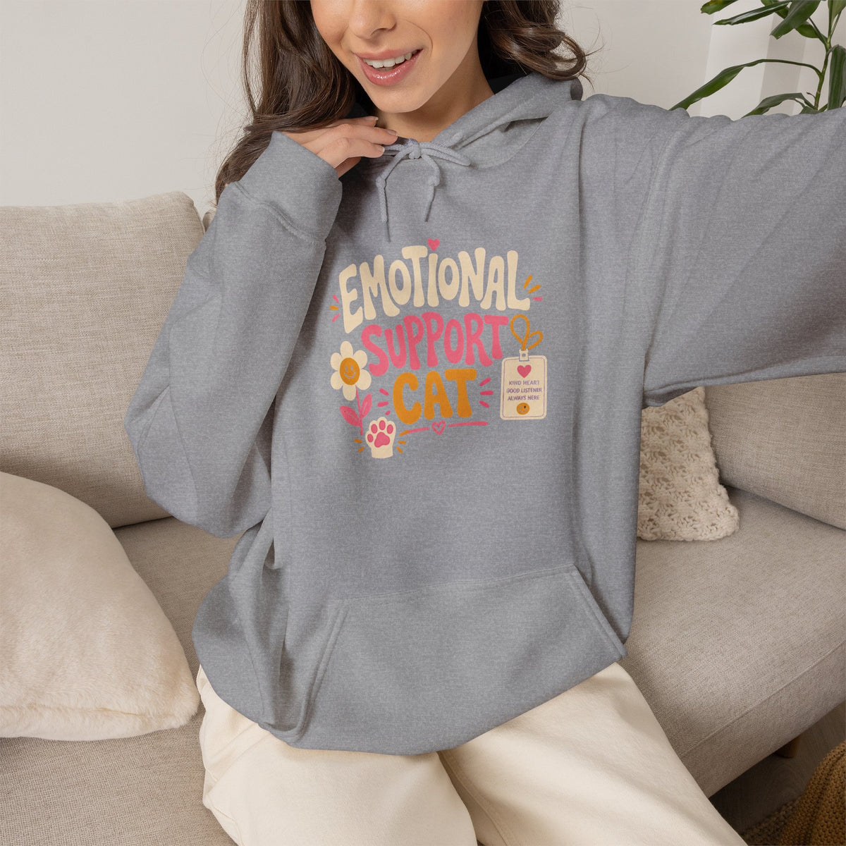 Emotional Support Cat Hoodie (Front & Back Design)