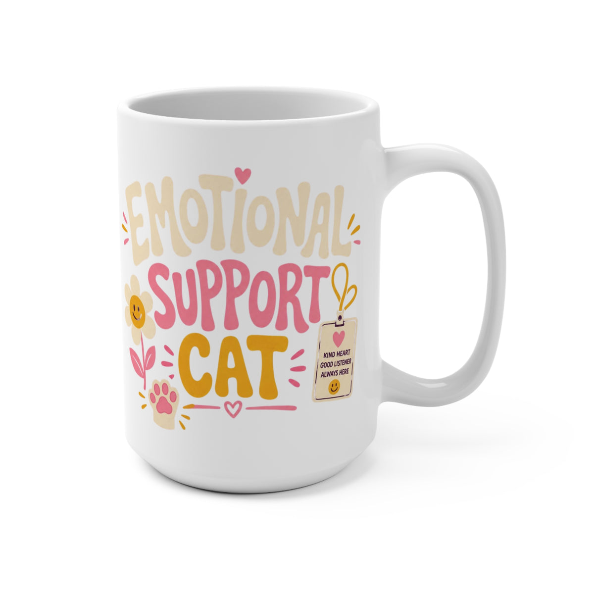 Emotional Support Cat - Cute Floral Pet Lover 15oz Mug Coffee Mug