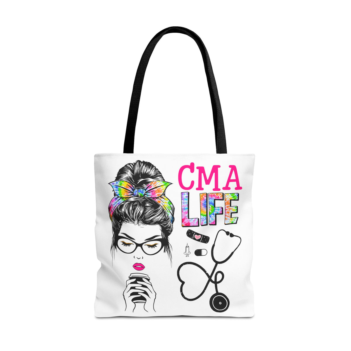 CMA Life Graphic Colorful Nurse Practitioner Stethoscope - Cotton Tote Bag