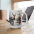 Deer in Misty Forest Wildlife 15oz Ceramic Coffee Mug