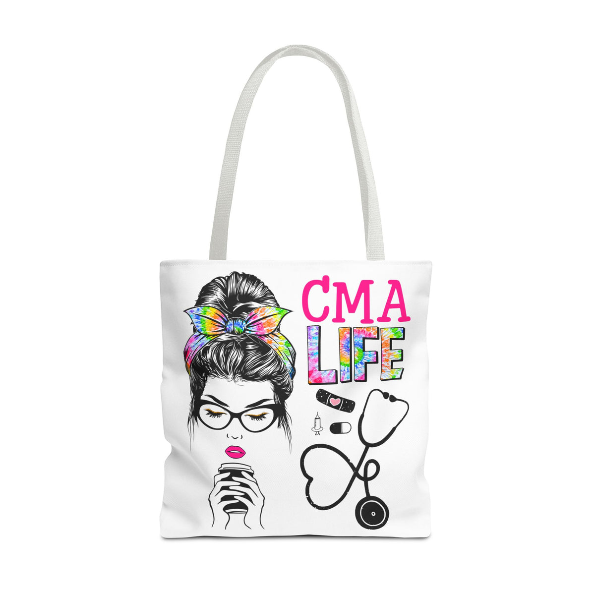 CMA Life Graphic Colorful Nurse Practitioner Stethoscope - Cotton Tote Bag