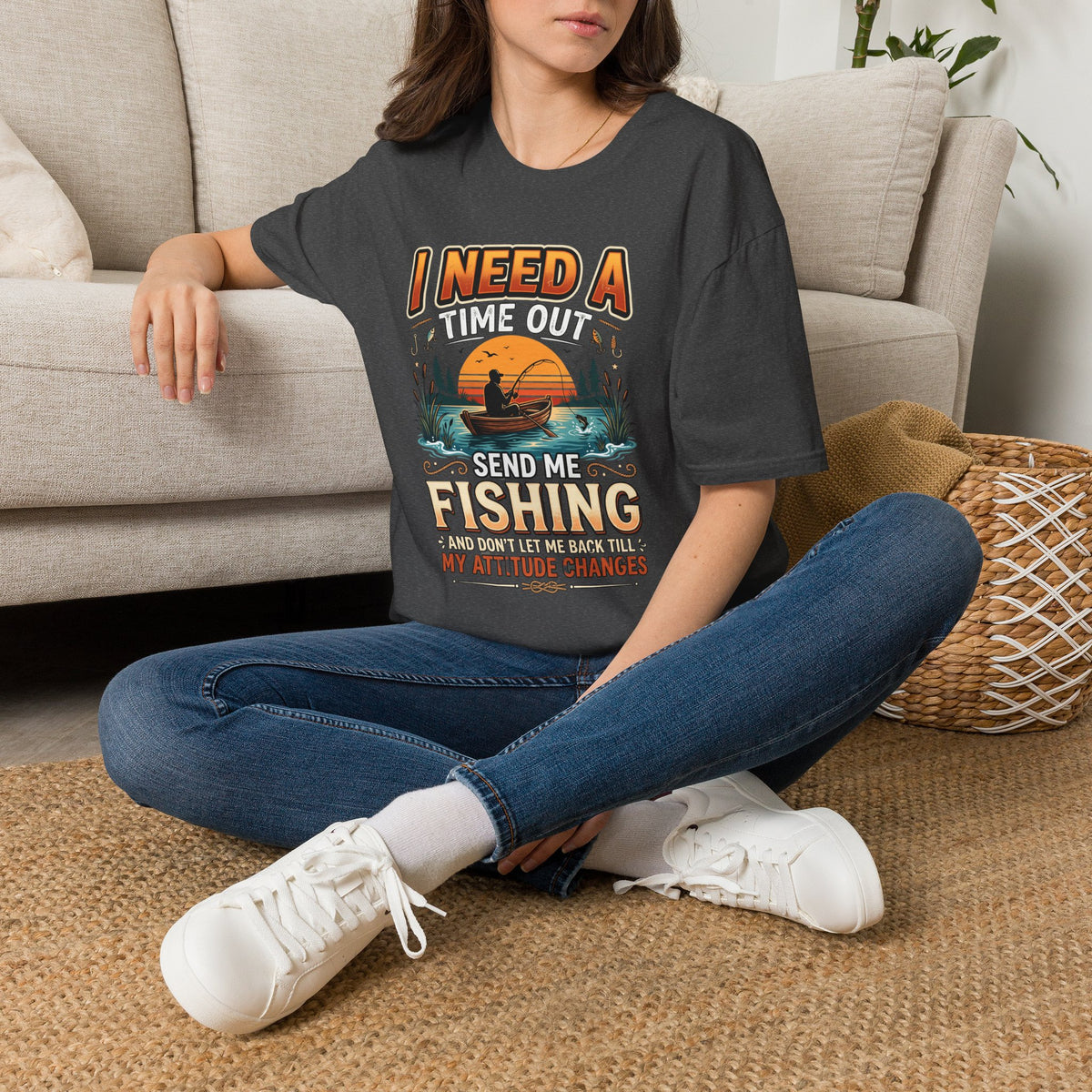 Fishing T-Shirt — "I Need a Time Out, Send Me Fishing" Graphic Tee for Anglers
